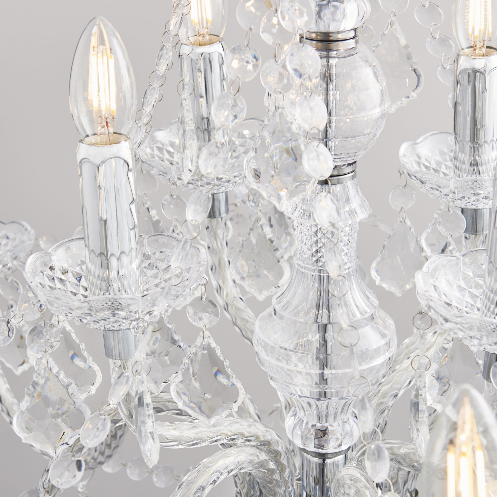 Endon Clarence 12 Light Pendant - Clear Acrylic & Chrome Plate