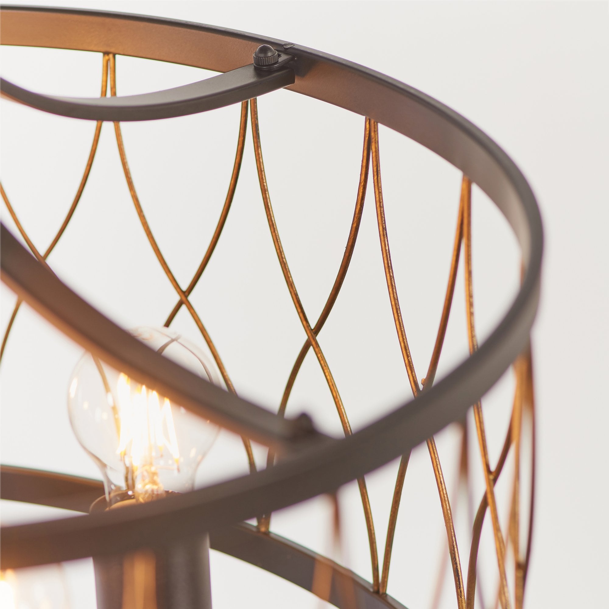 Endon Heston 5 Light Pendant  - Matt Black & Rustic Bronze Paint