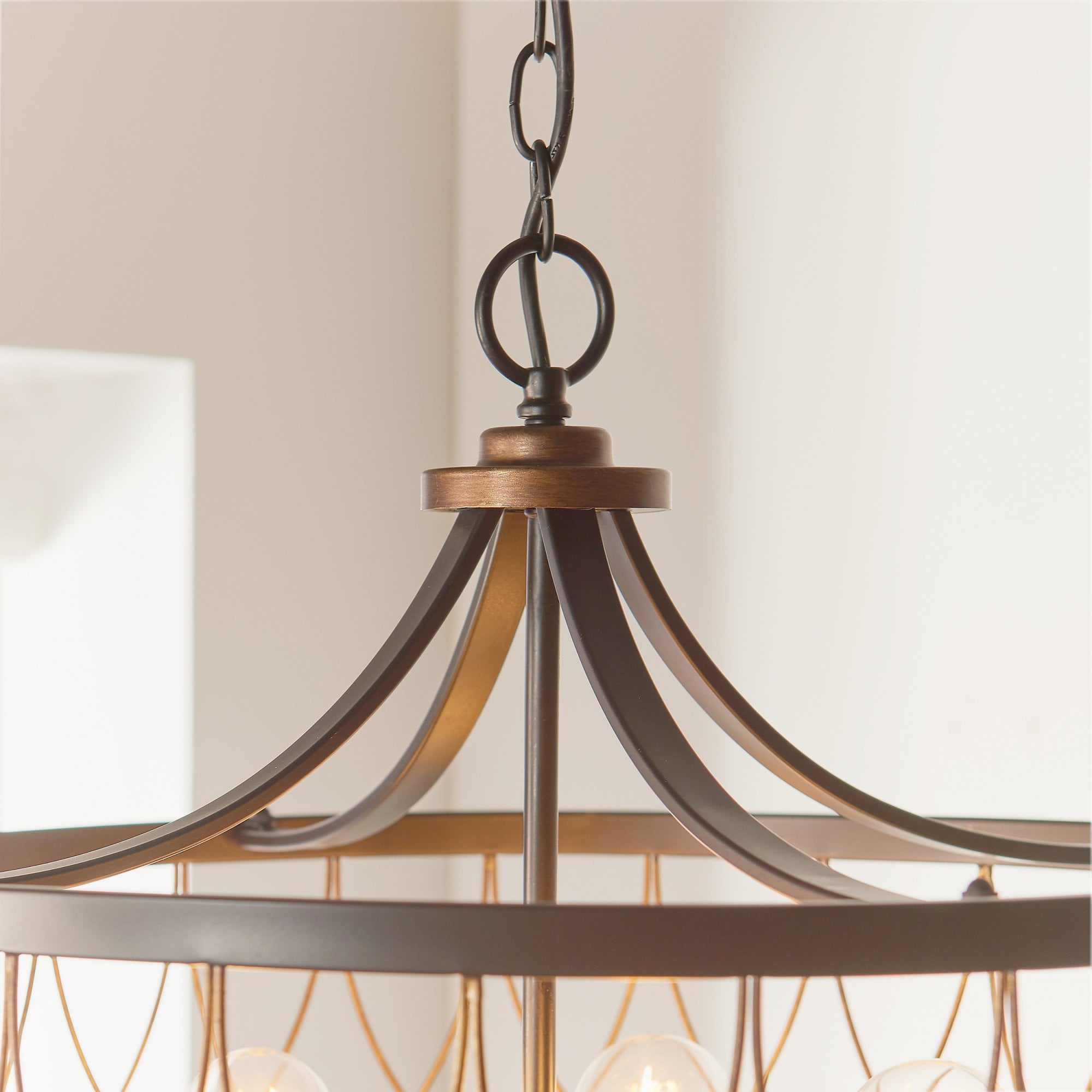Endon Heston 5 Light Pendant  - Matt Black & Rustic Bronze Paint
