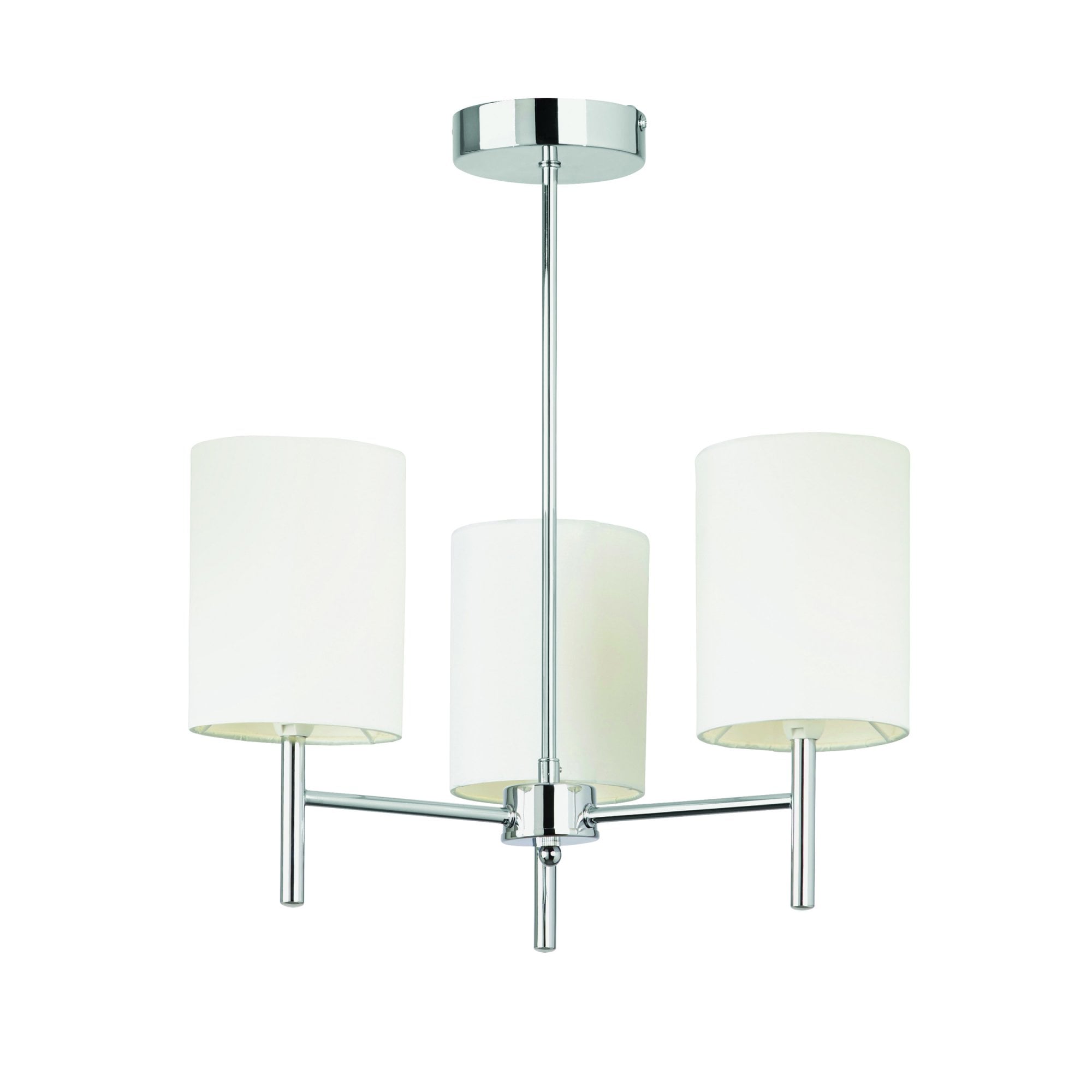 Endon Brio 3 Light Semi Flush Fitting  - Chrome Plate & Vintage White Fabric