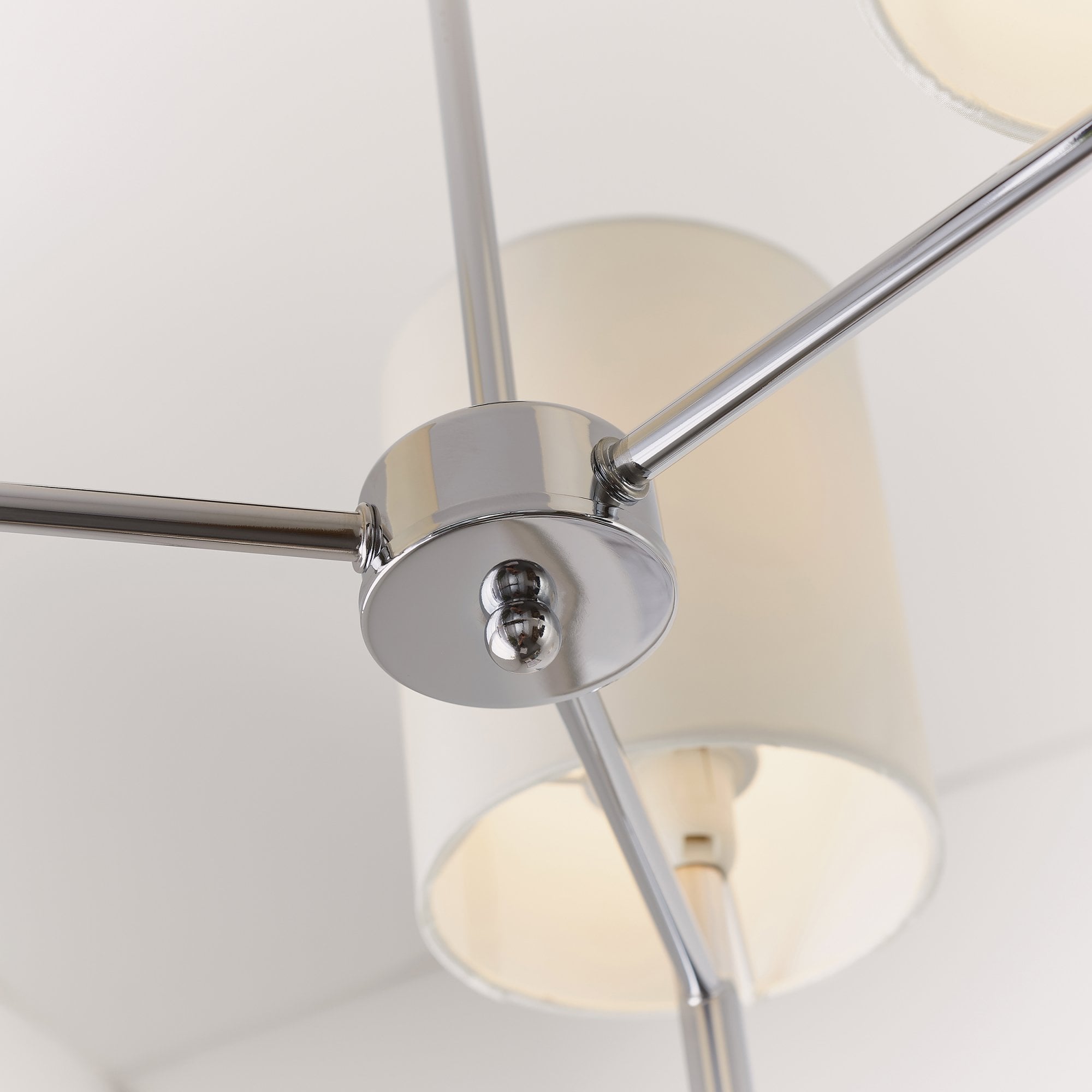 Endon Brio 3 Light Semi Flush Fitting  - Chrome Plate & Vintage White Fabric