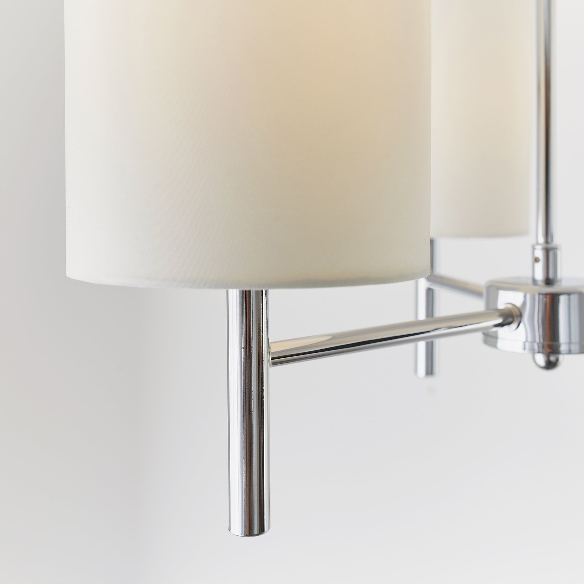 Endon Brio 3 Light Semi Flush Fitting  - Chrome Plate & Vintage White Fabric