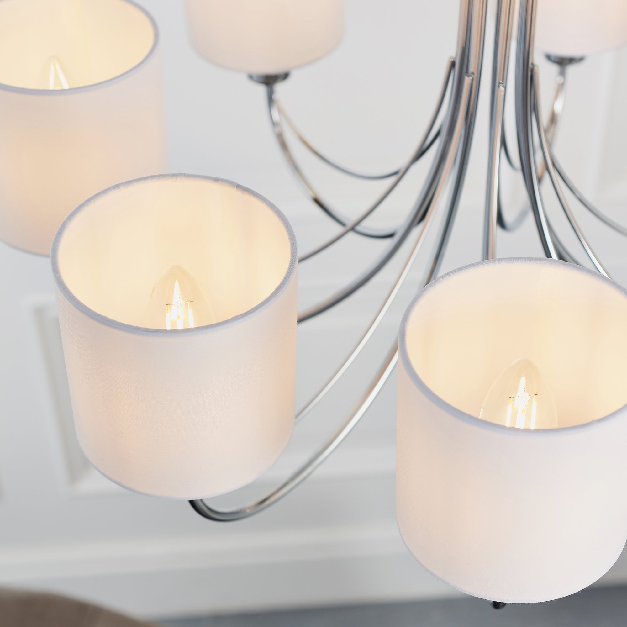 Endon Phantom 7 Light Pendant  - Chrome Plate & White Acrylic