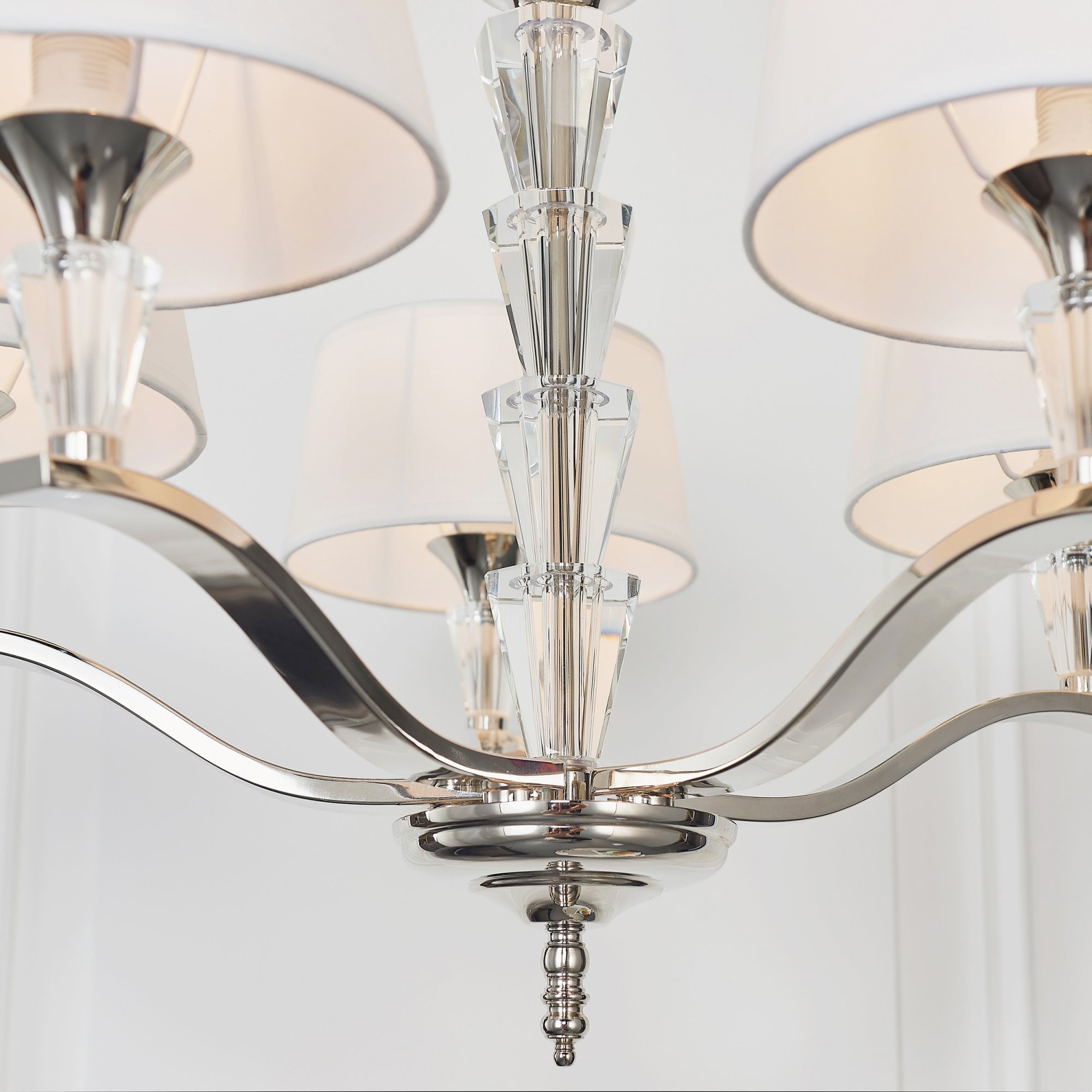 Endon Fiennes 5 Light Pendant  - Chrome Plate & Vintage White Fabric