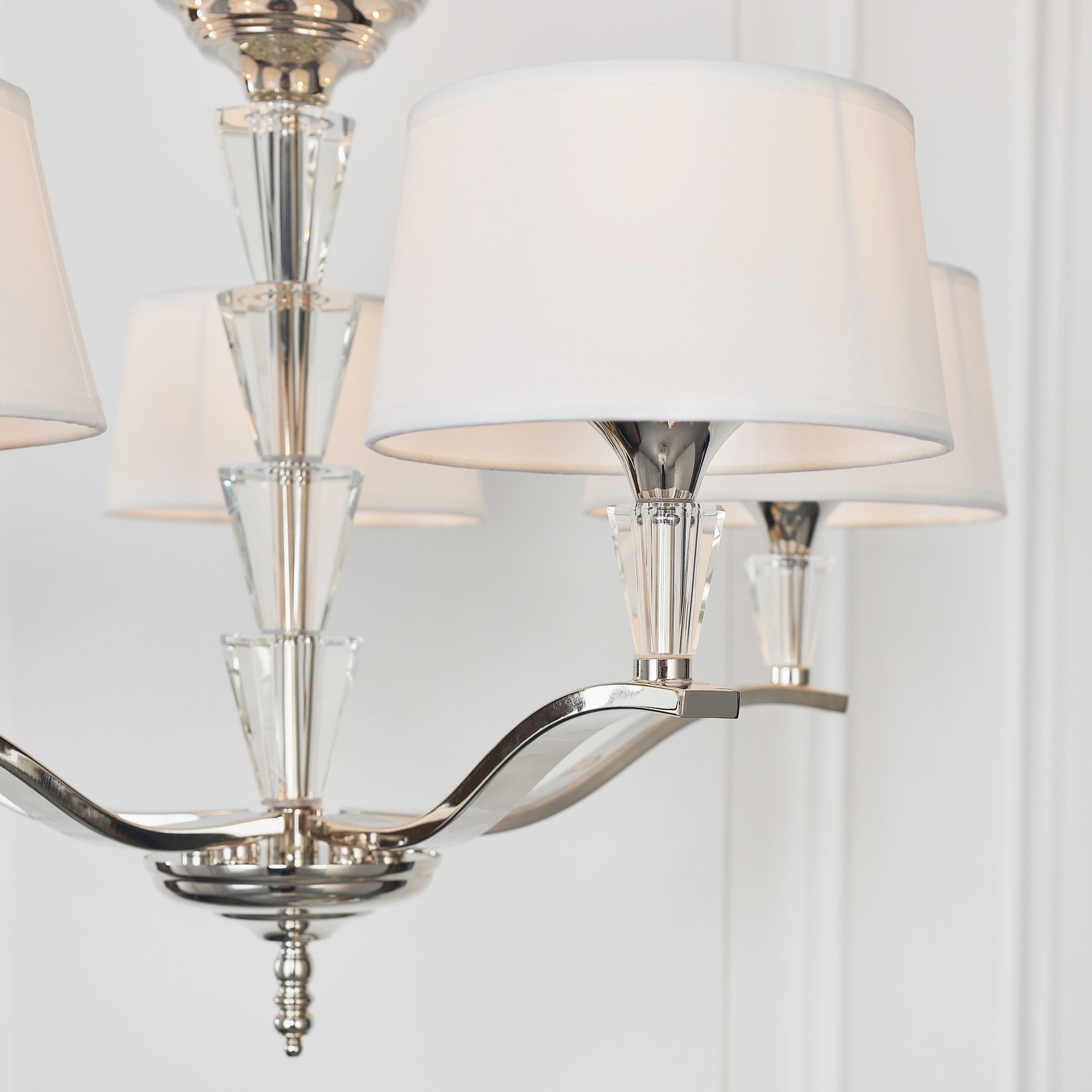 Endon Fiennes 5 Light Pendant  - Chrome Plate & Vintage White Fabric