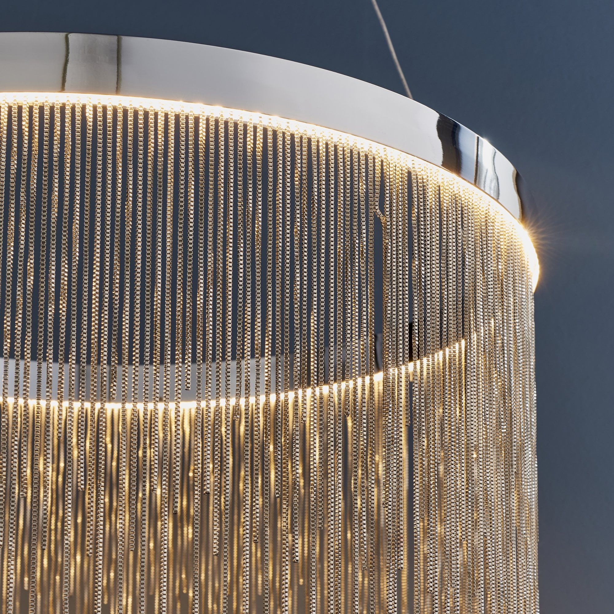 Endon Zelma Single Light Pendant  - Chrome Plate & Silver Effect Chain