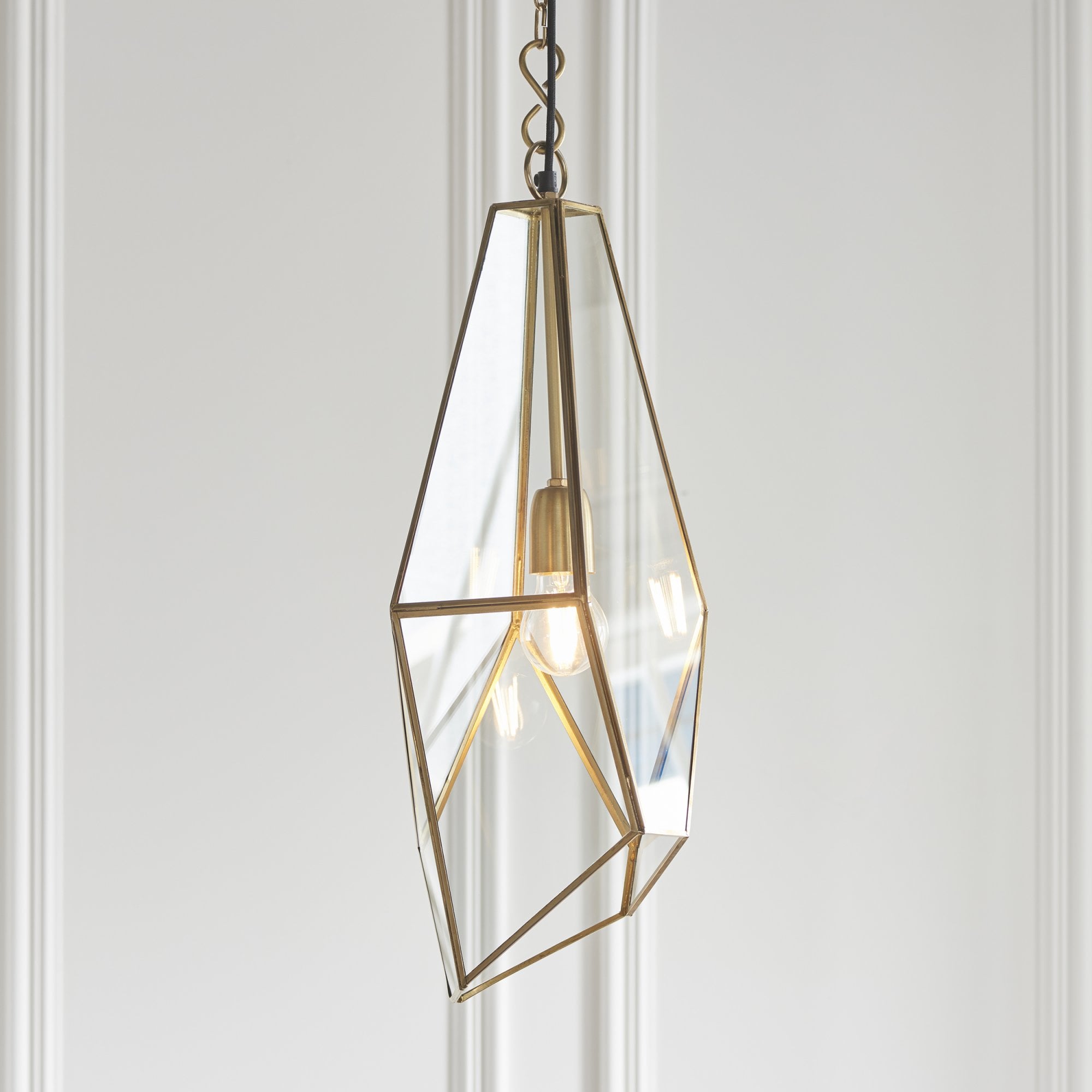 Endon Avery Single Light Pendant - Antique Brass Plate & Clear Glass