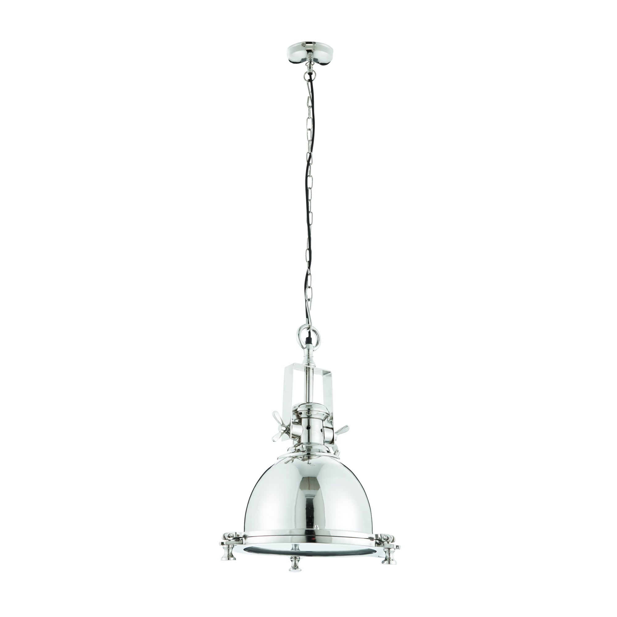 Endon Fenton Single Light Pendant - Bright Nickel & Sandblasted Glass