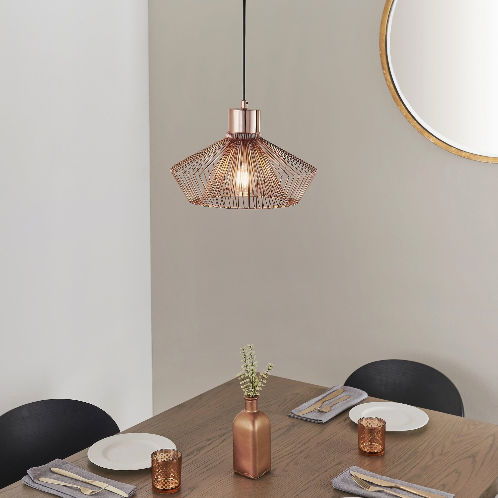 Endon Kimberley Single Light Pendant  - Copper Plate