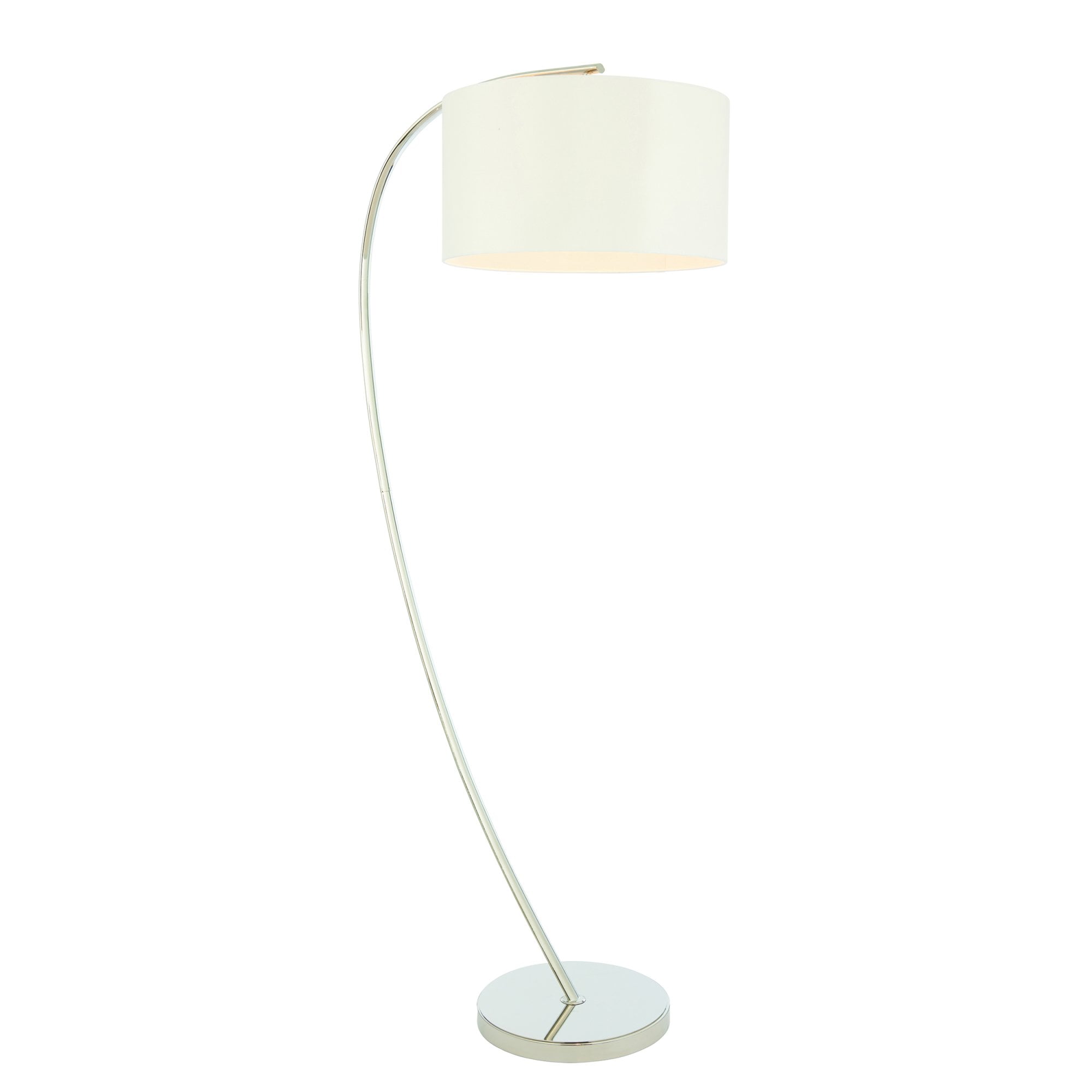 Endon Josephine Single Light Floor Lamp - Bright Nickel Plate & Vintage White Fabric