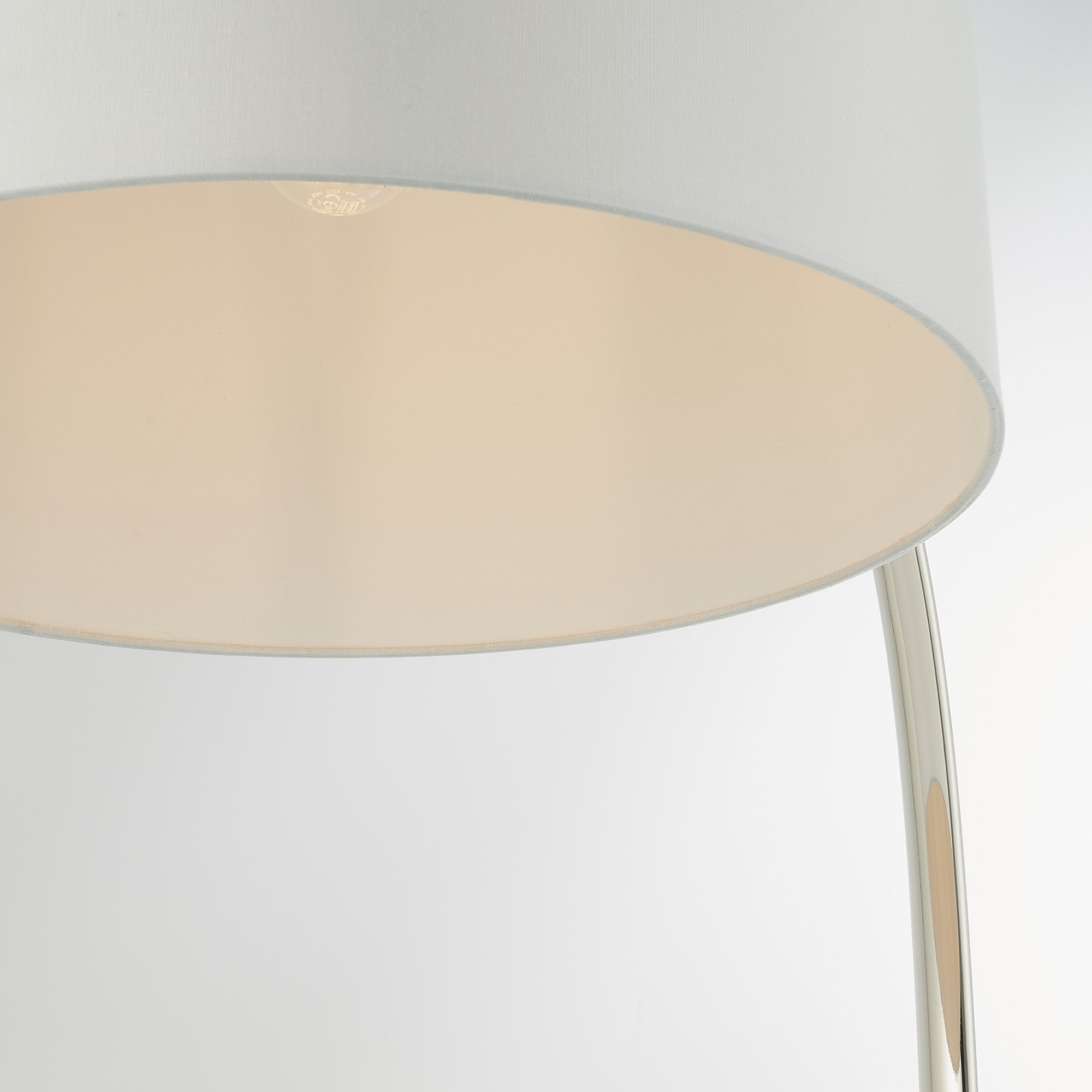 Endon Josephine Single Light Floor Lamp - Bright Nickel Plate & Vintage White Fabric