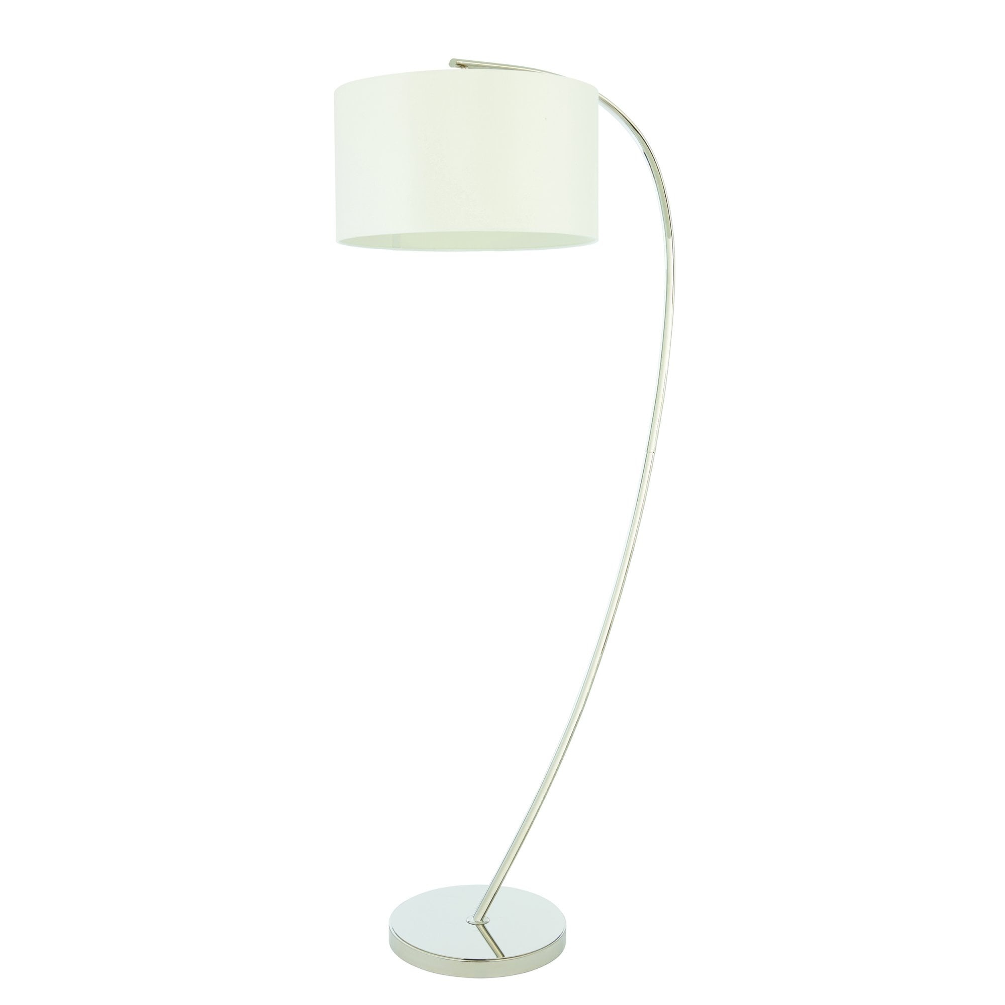 Endon Josephine Single Light Floor Lamp - Bright Nickel Plate & Vintage White Fabric