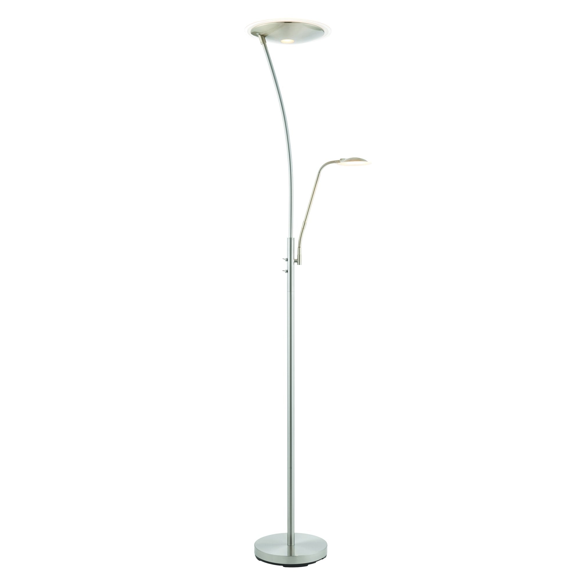 Endon Alassio Single Light Floor Lamp - Satin Chrome Plate & Frosted Plastic