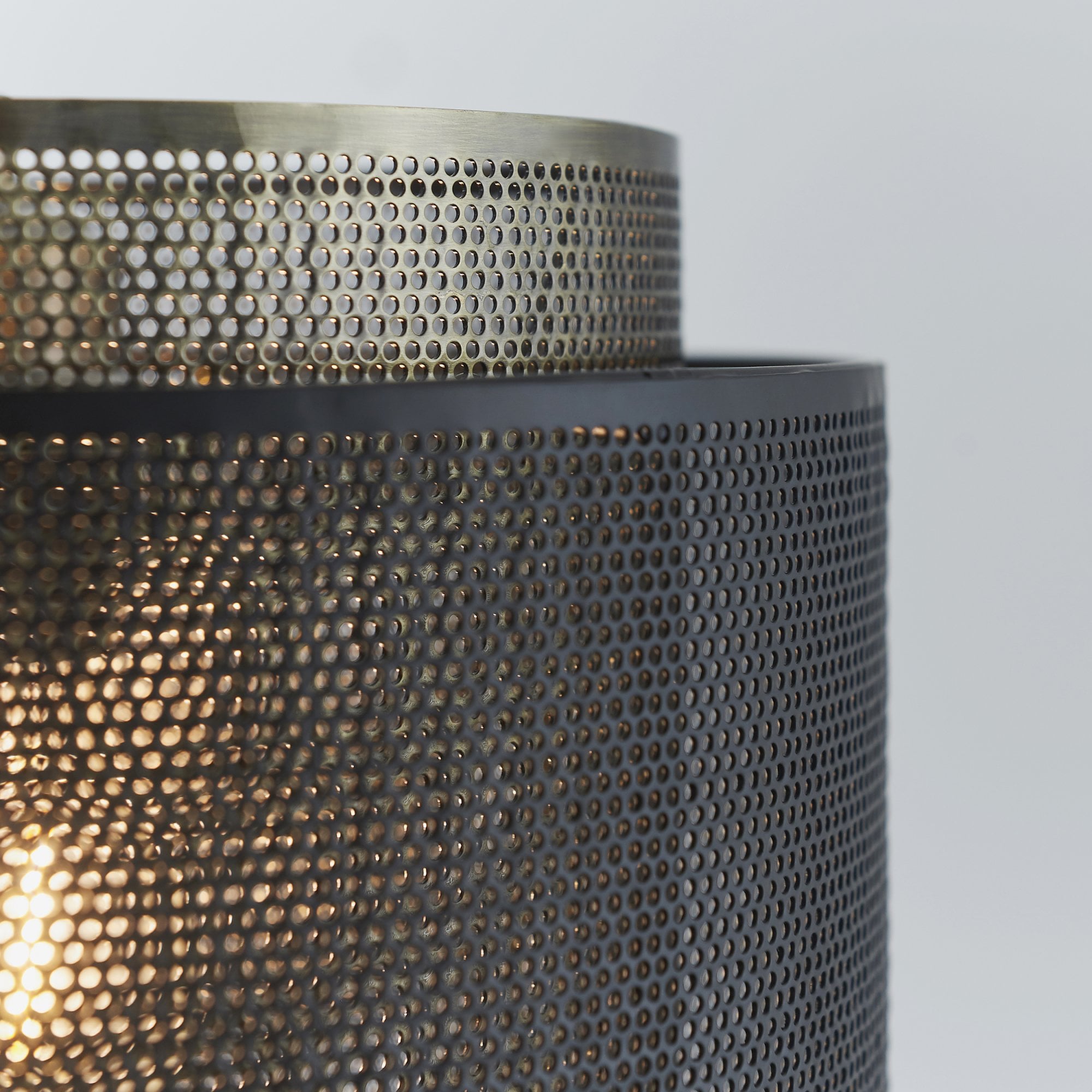 Endon Plexus Single Light Pendant Shade 340mm - Matt Black & Antique Brass Plate - Shade Only