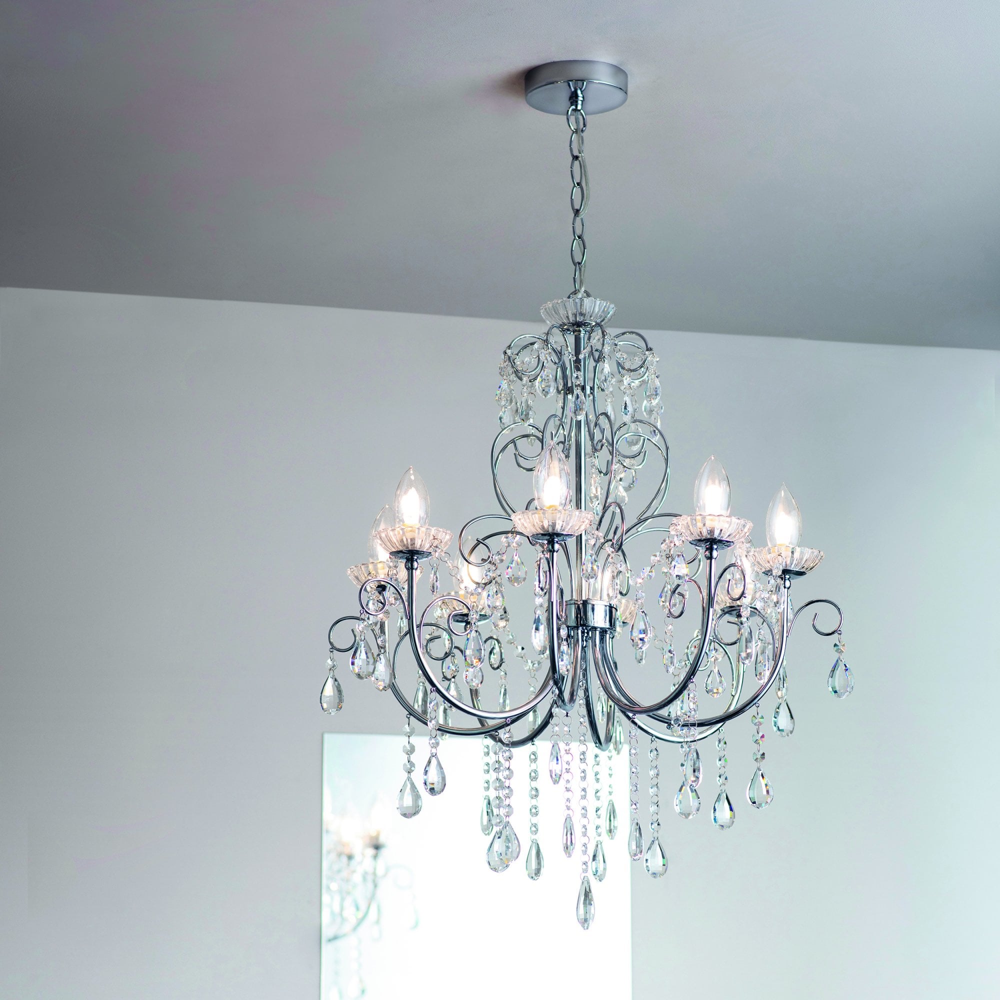 Endon Tabitha 8 Light Pendant - Chrome Plate & Clear Crystal