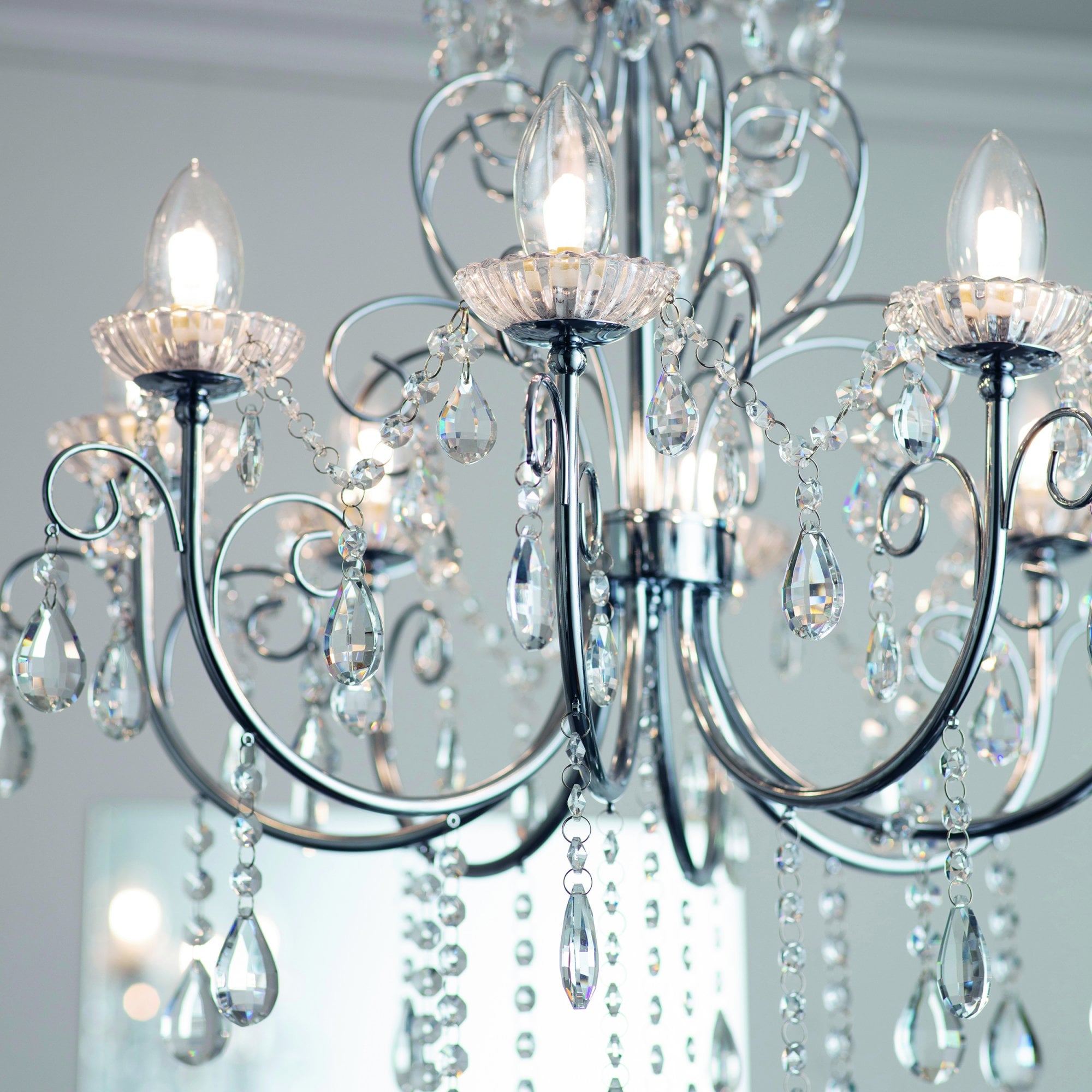 Endon Tabitha 8 Light Pendant - Chrome Plate & Clear Crystal