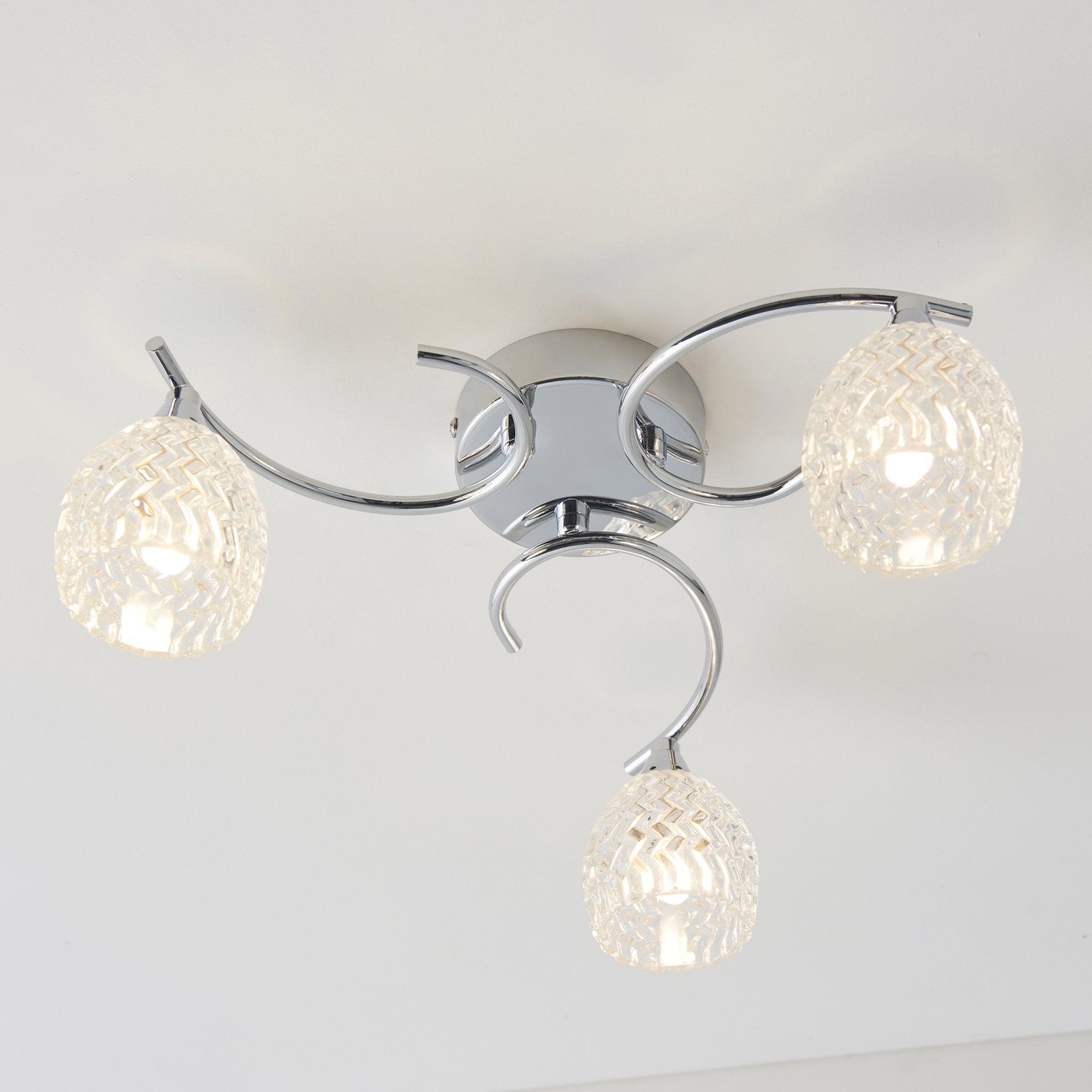 Endon Boyer 3 Light Semi Flush Fitting  - Chrome Plate & Clear Glass