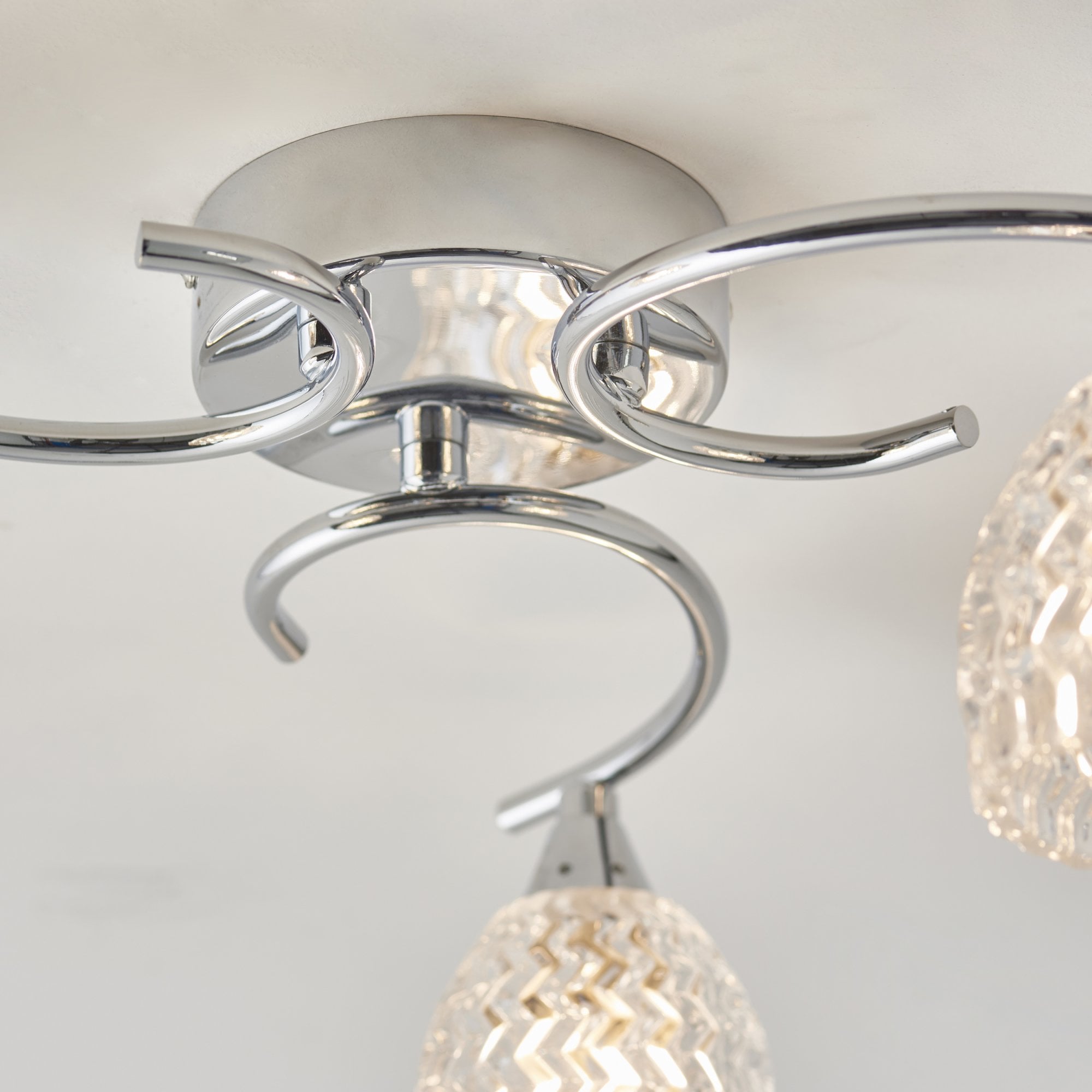 Endon Boyer 3 Light Semi Flush Fitting  - Chrome Plate & Clear Glass