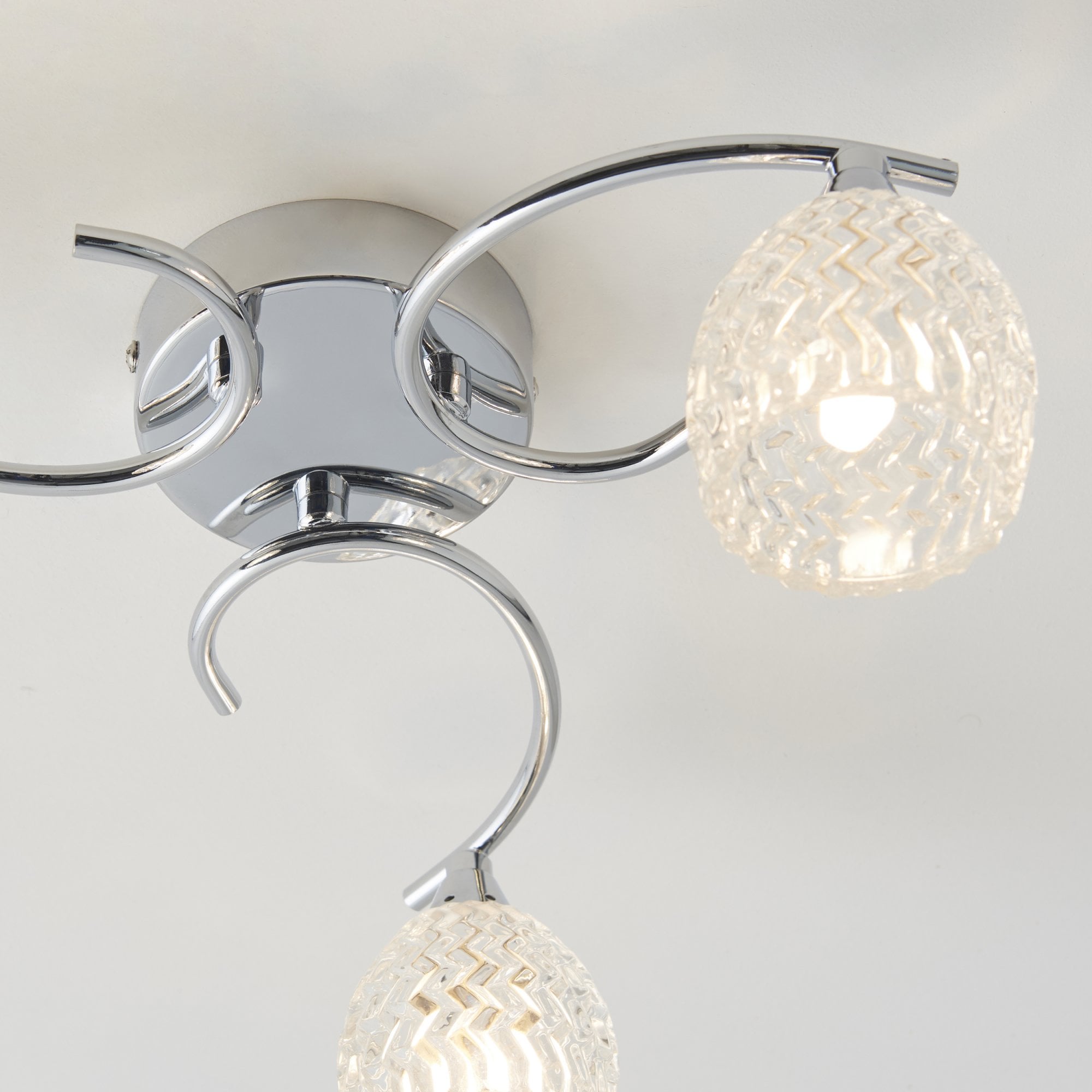 Endon Boyer 3 Light Semi Flush Fitting  - Chrome Plate & Clear Glass