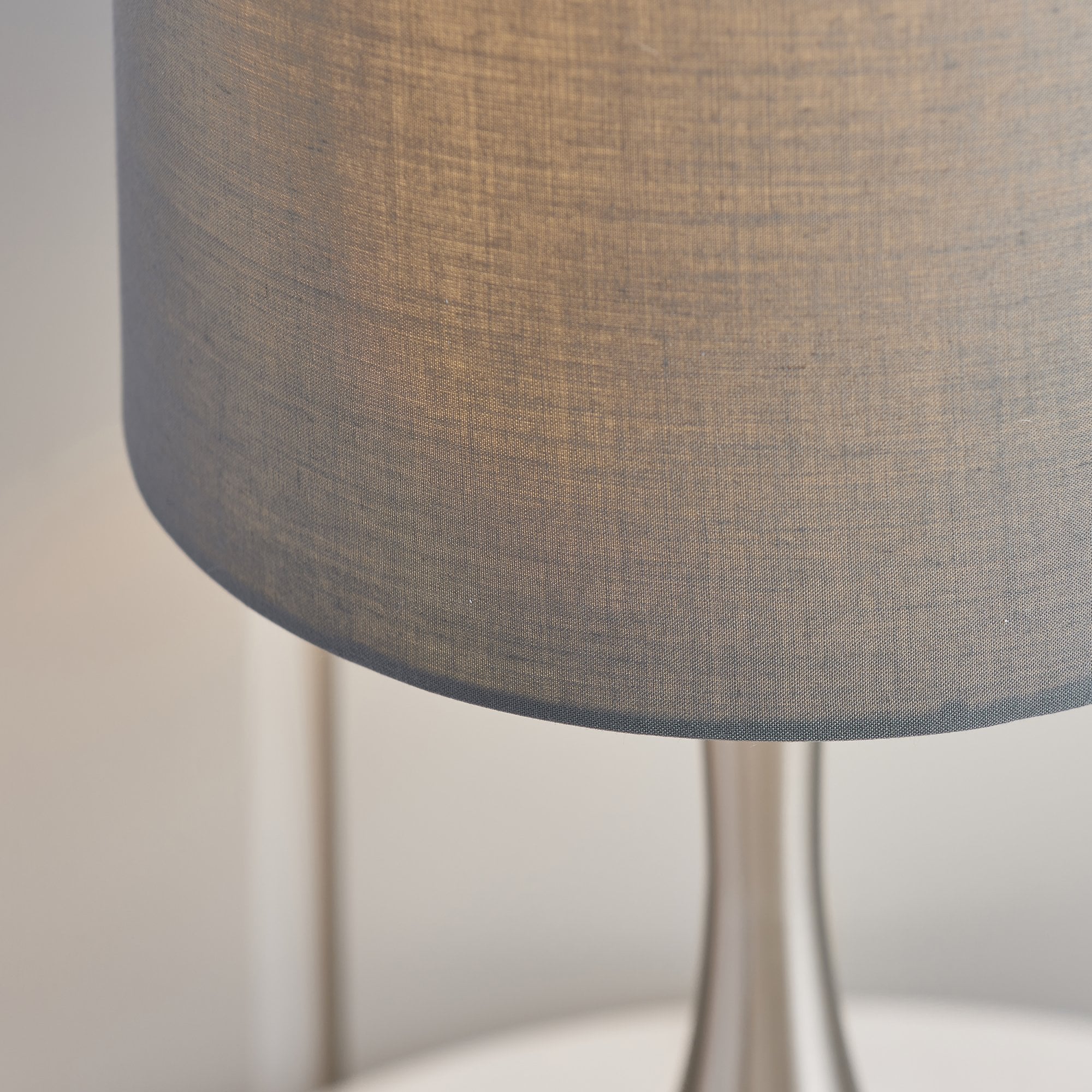 Endon Piccadilly Single Light Table Lamp - Satin Nickel Plate & Grey & Silver Fabric