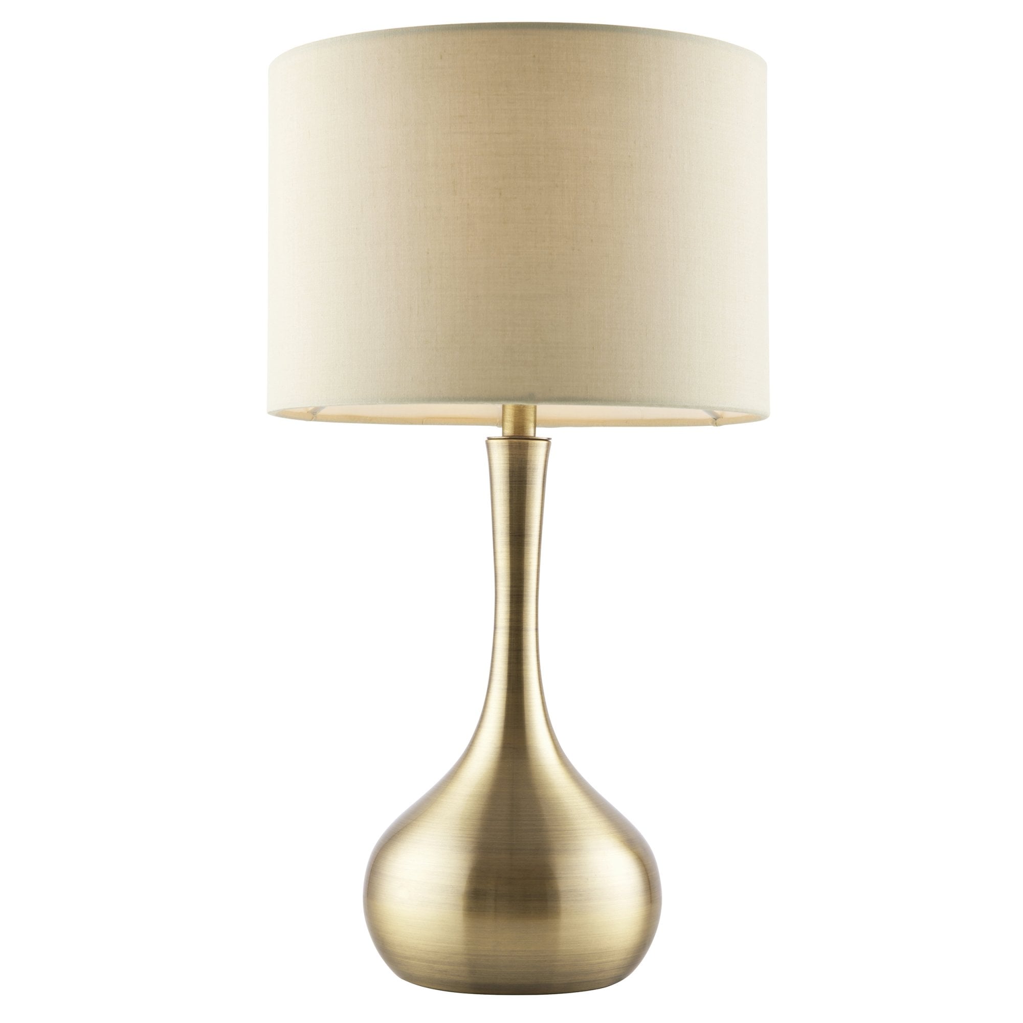 Endon Piccadilly Single Light Table Lamp - Soft Brass Plate & Taupe Fabric