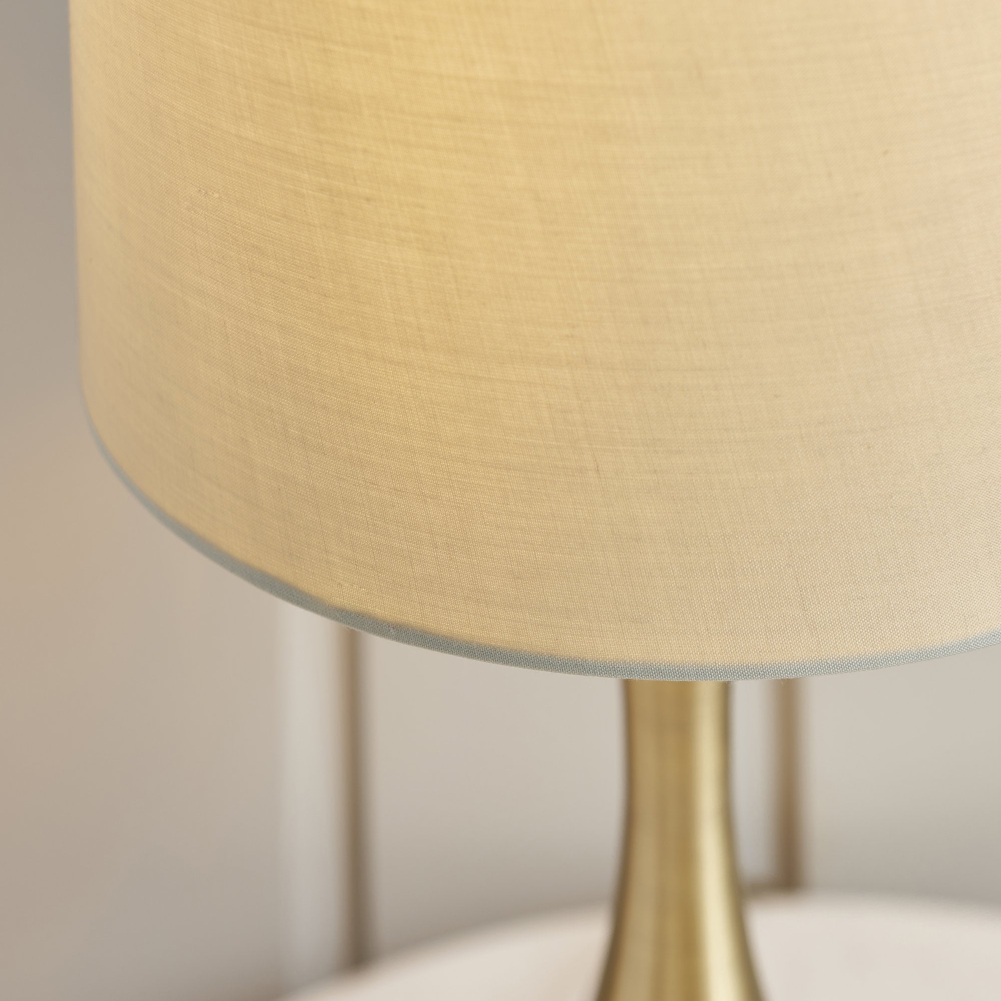 Endon Piccadilly Single Light Table Lamp - Soft Brass Plate & Taupe Fabric