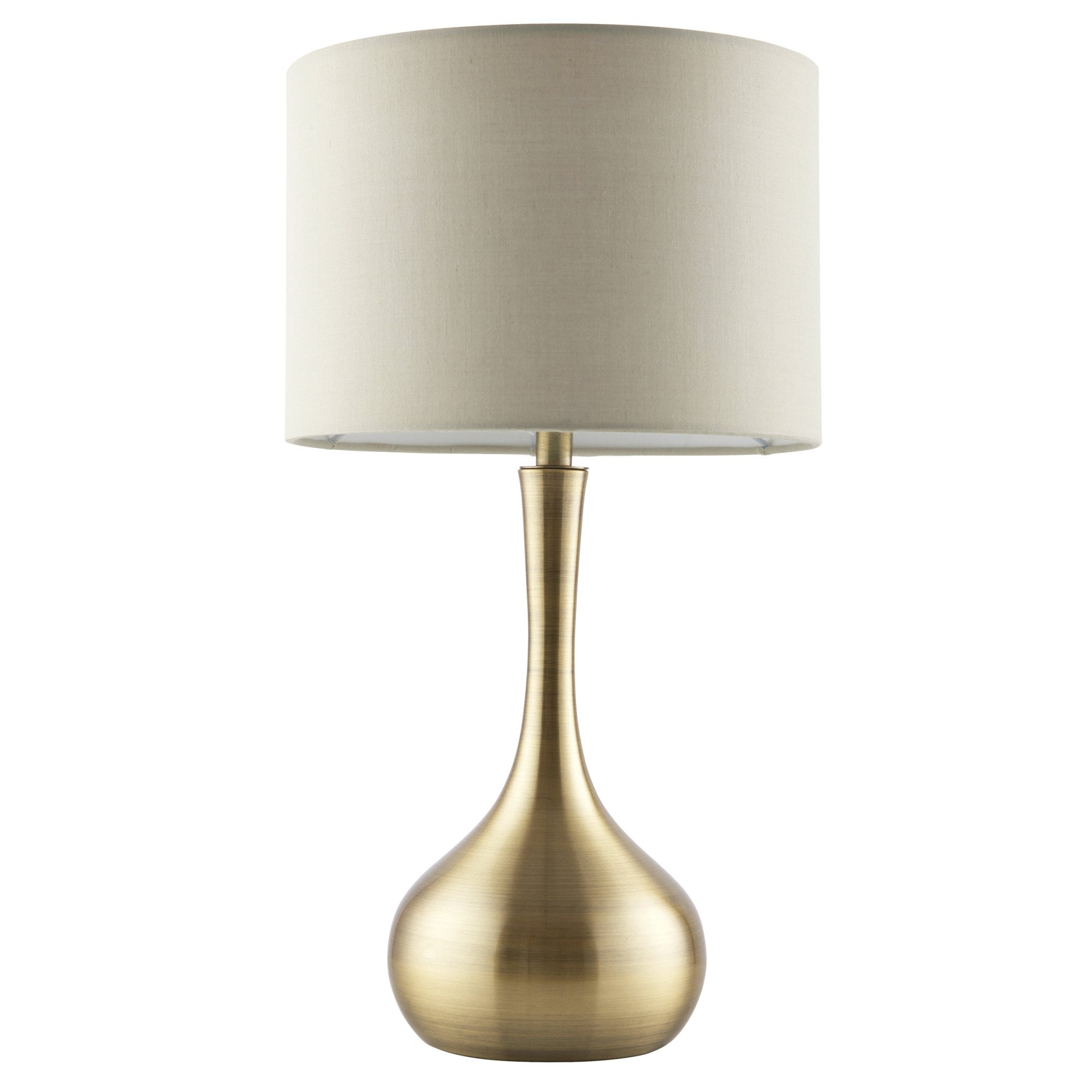 Endon Piccadilly Single Light Table Lamp - Soft Brass Plate & Taupe Fabric