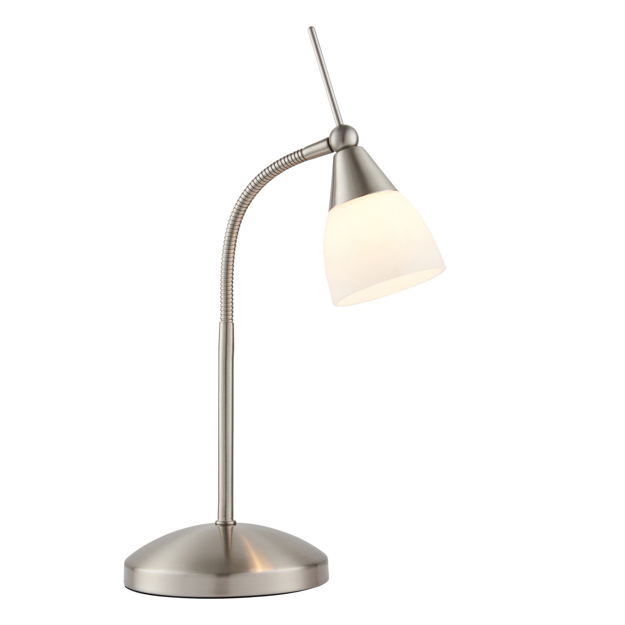 Endon Range Touch Task Table Lamp - Satin Chrome & White Glass