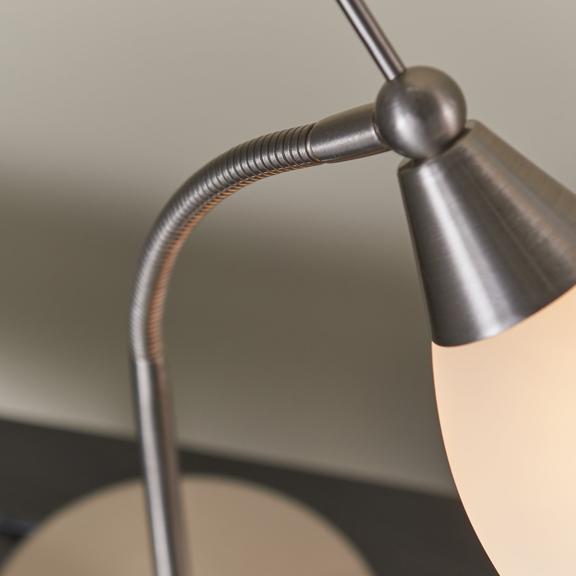 Endon Range Touch Task Table Lamp - Satin Chrome & White Glass