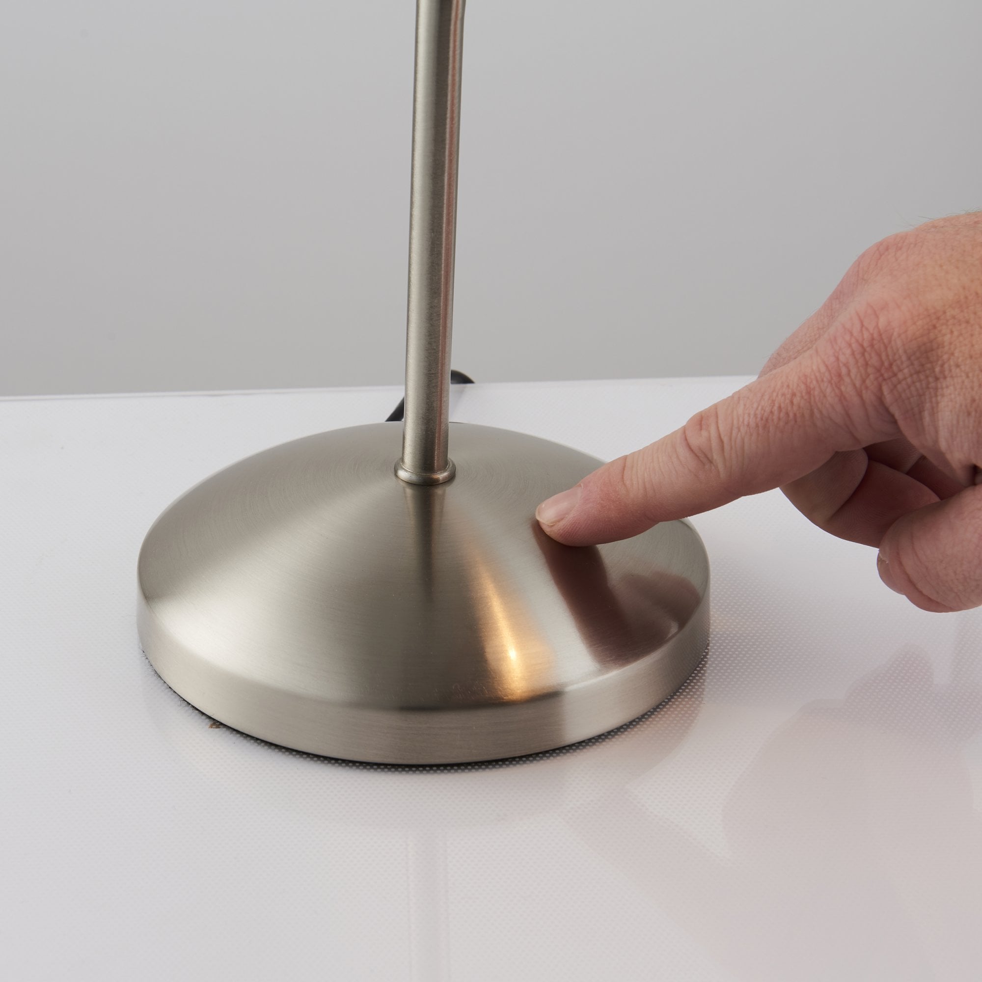 Endon Range Touch Task Table Lamp - Satin Chrome & White Glass