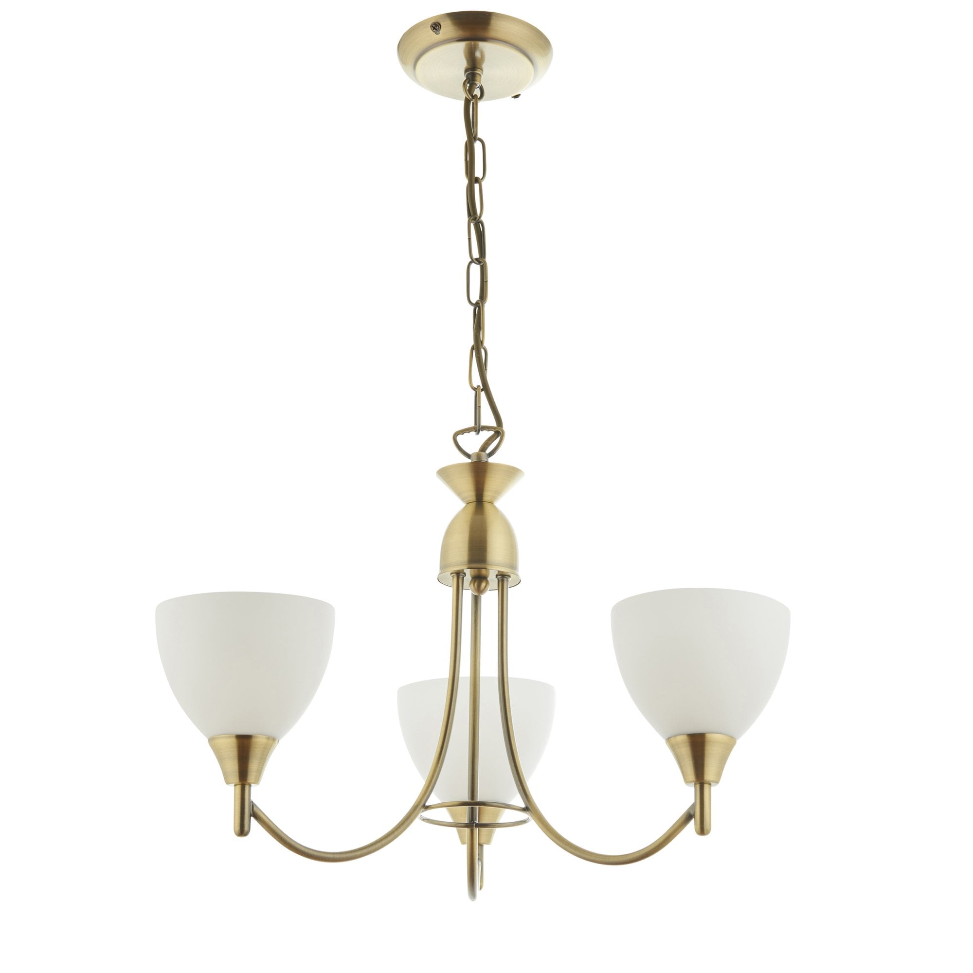 Endon Alton 3 Light Pendant - Antique Brass & Matt Opal Glass