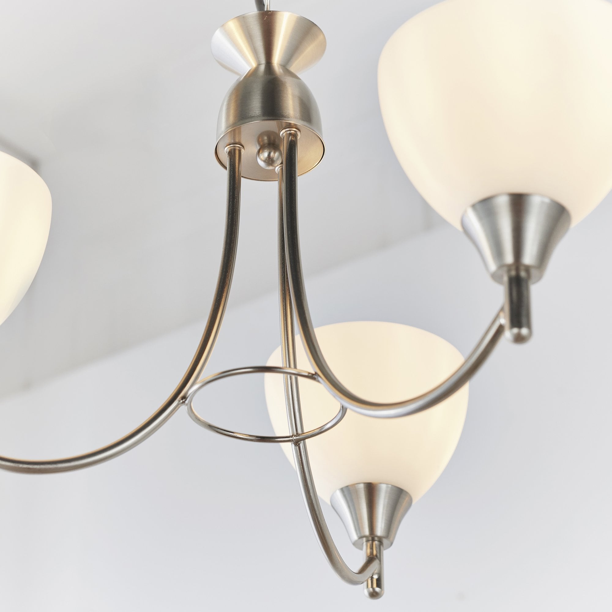 Endon Alton 3 Light Pendant - Satin Chrome Plate & Matt Opal Glass
