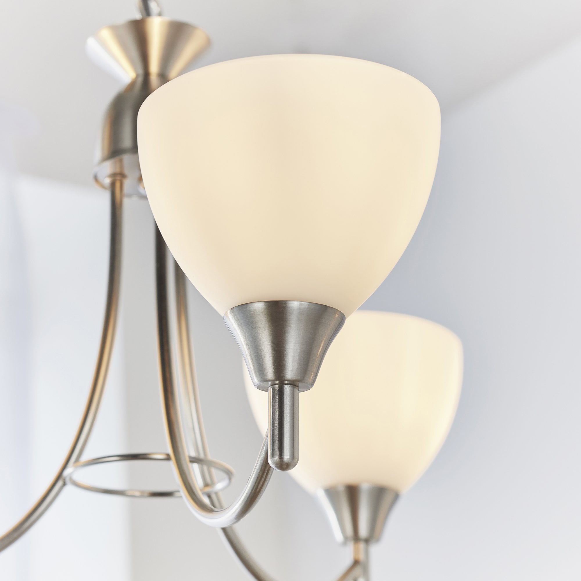 Endon Alton 3 Light Pendant - Satin Chrome Plate & Matt Opal Glass