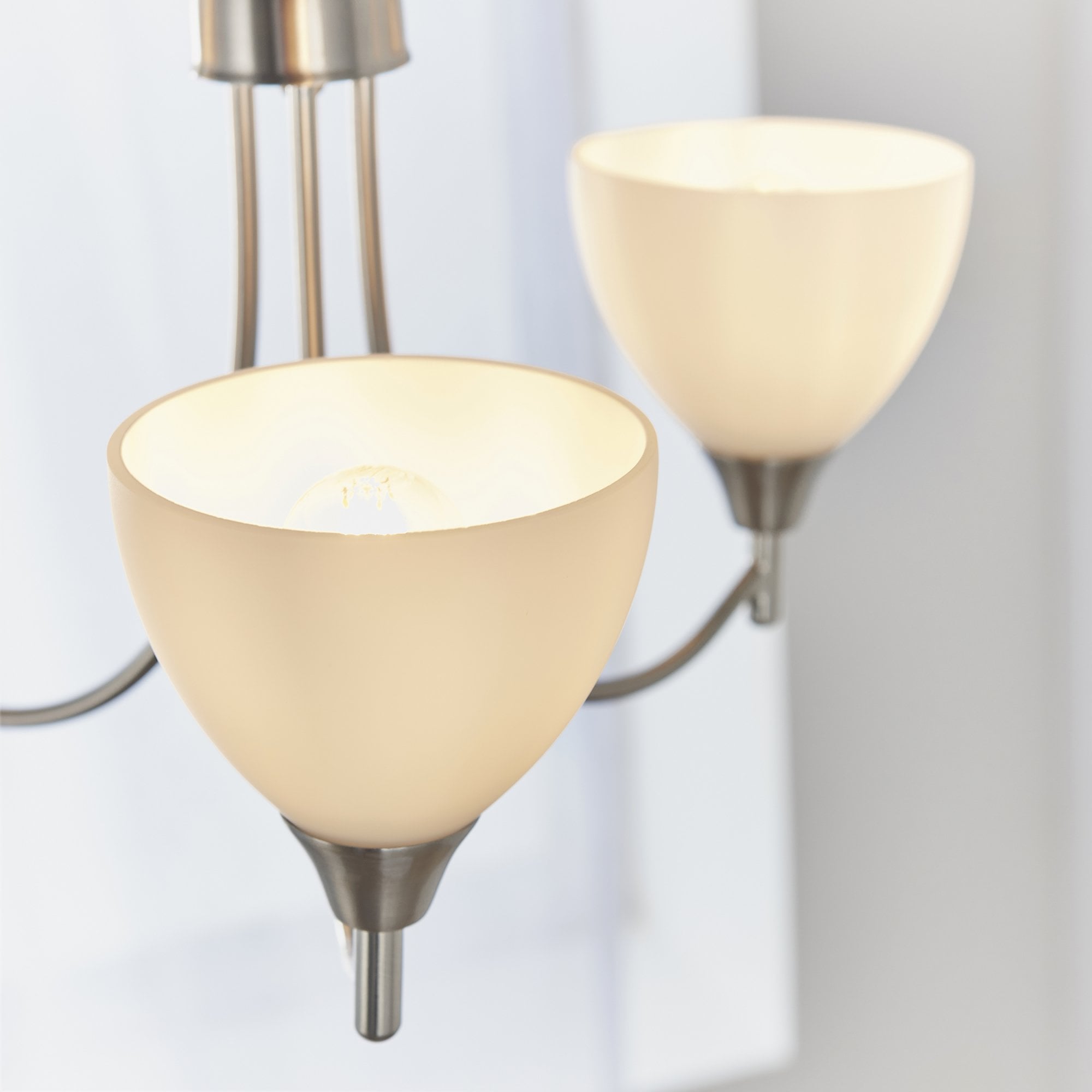 Endon Alton 3 Light Pendant - Satin Chrome Plate & Matt Opal Glass