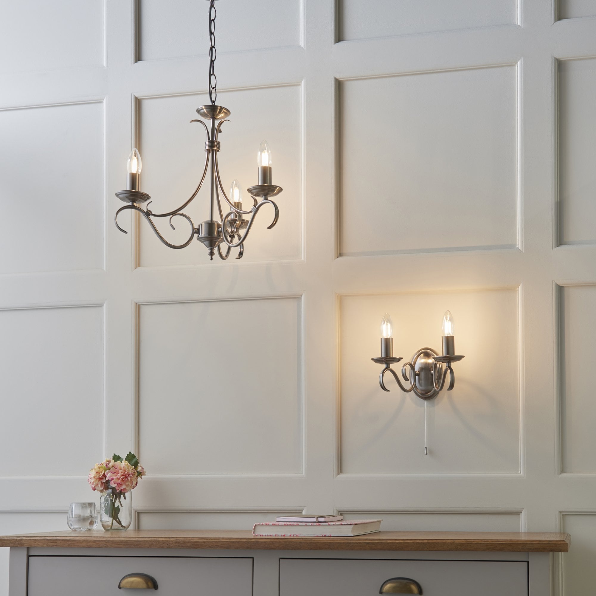 Endon Bernice 3 Light Pendant - Antique Brass Plate