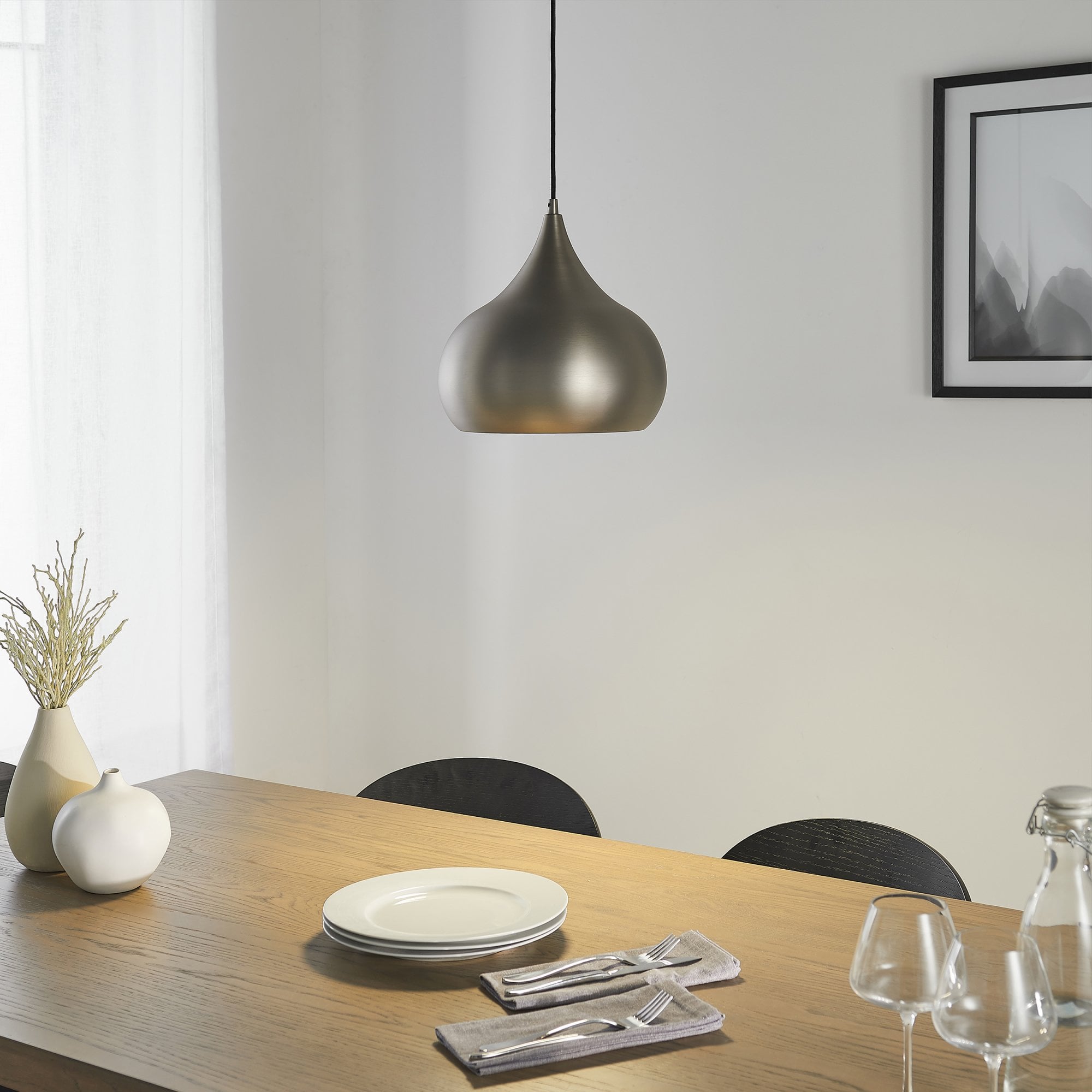 Endon Brosnan Single Light Pendant - Matt Nickel Plate