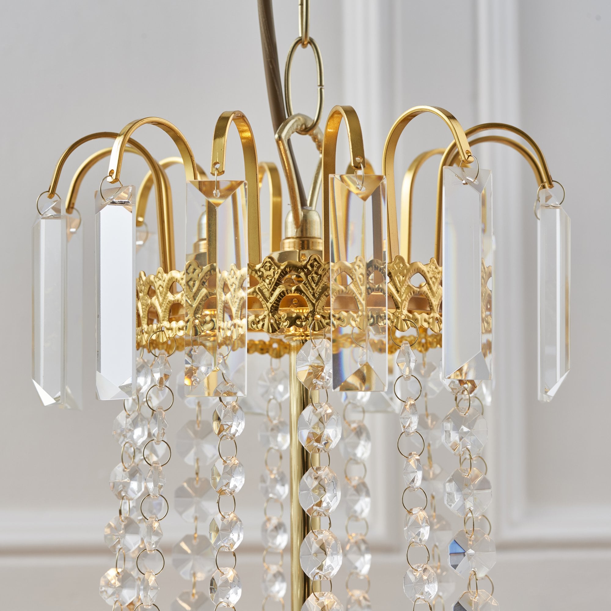 Endon Adagio 9 Light Pendant - Clear Glass & Gold Effect Plate