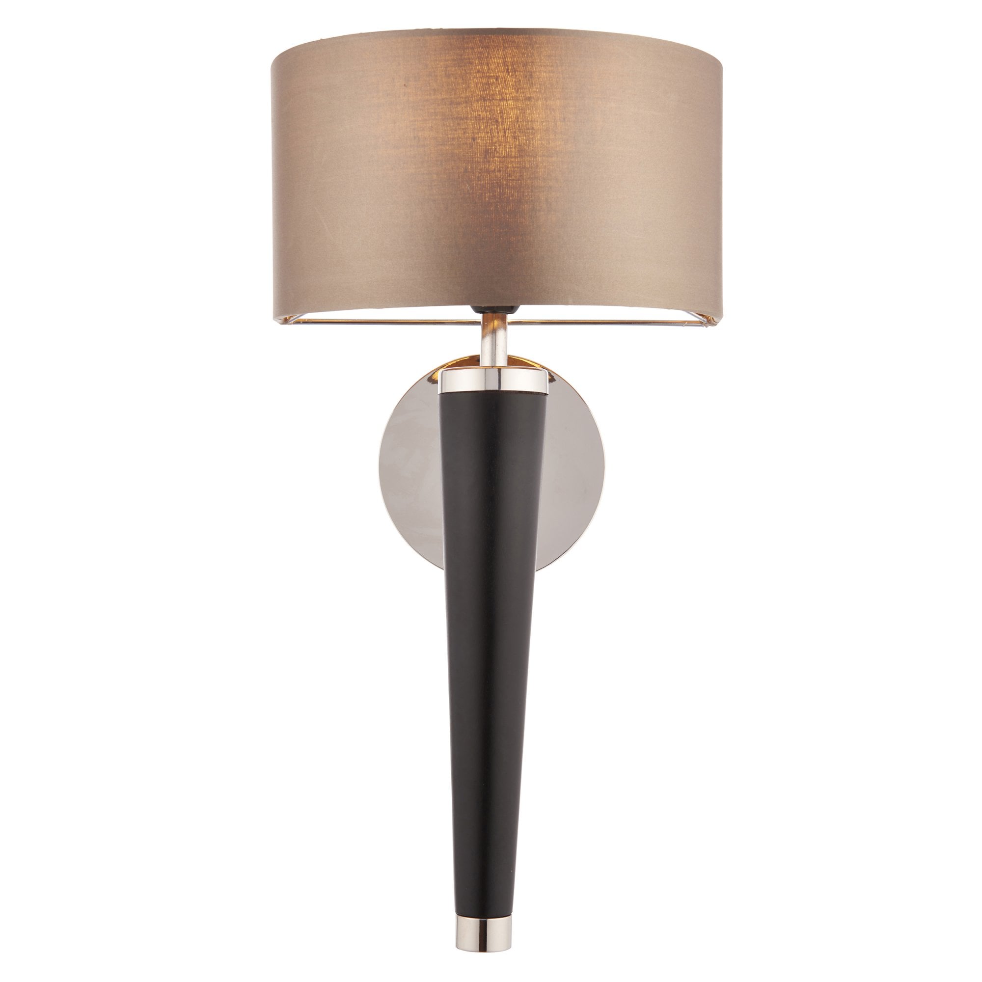 Endon Corvina Single Light Wall Light - Dark Wood & Mink Fabric
