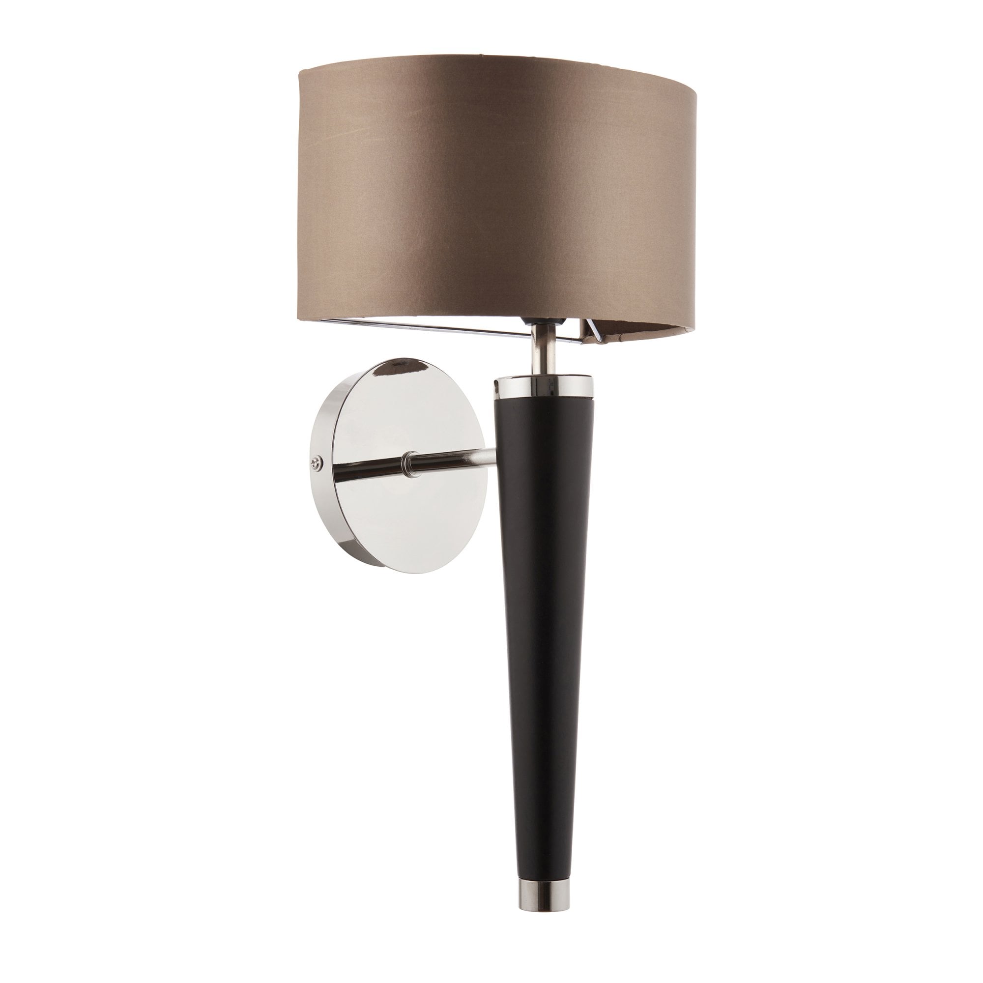 Endon Corvina Single Light Wall Light - Dark Wood & Mink Fabric