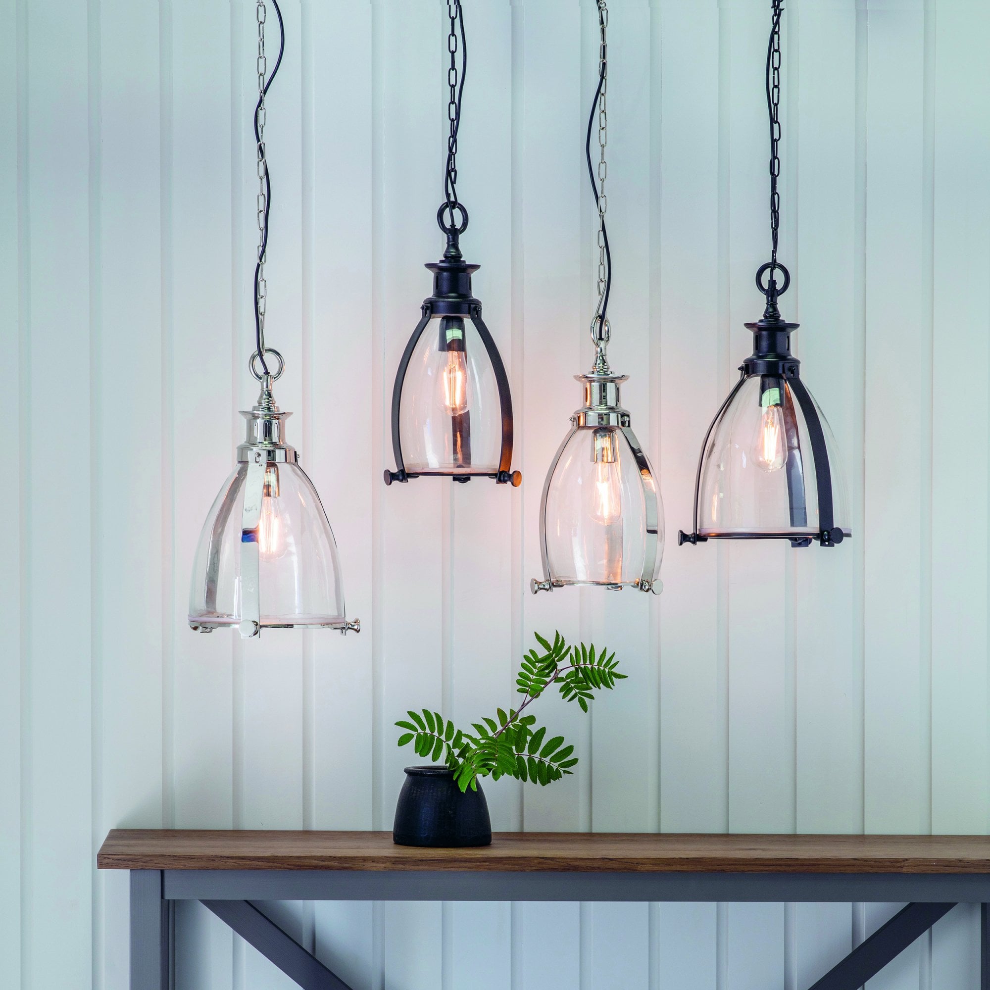 Endon Storni 285Mm Pendant - Polished Nickel & Clear Glass