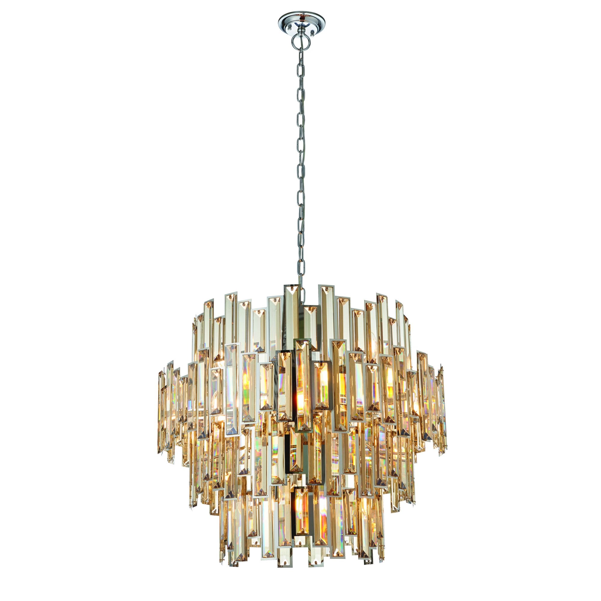 Endon Viviana 15 Light Pendant - Chrome Plate & Champagne Crystal