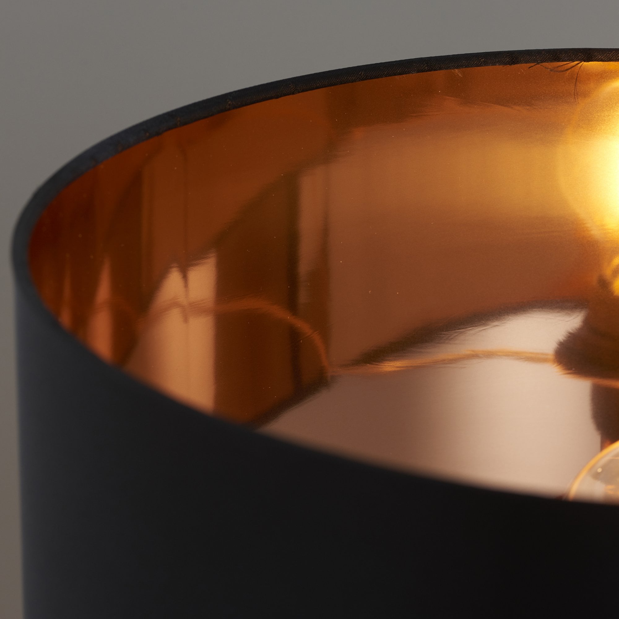 Endon Waldorf Single Light Table Lamp - Copper Glass & Black Fabric