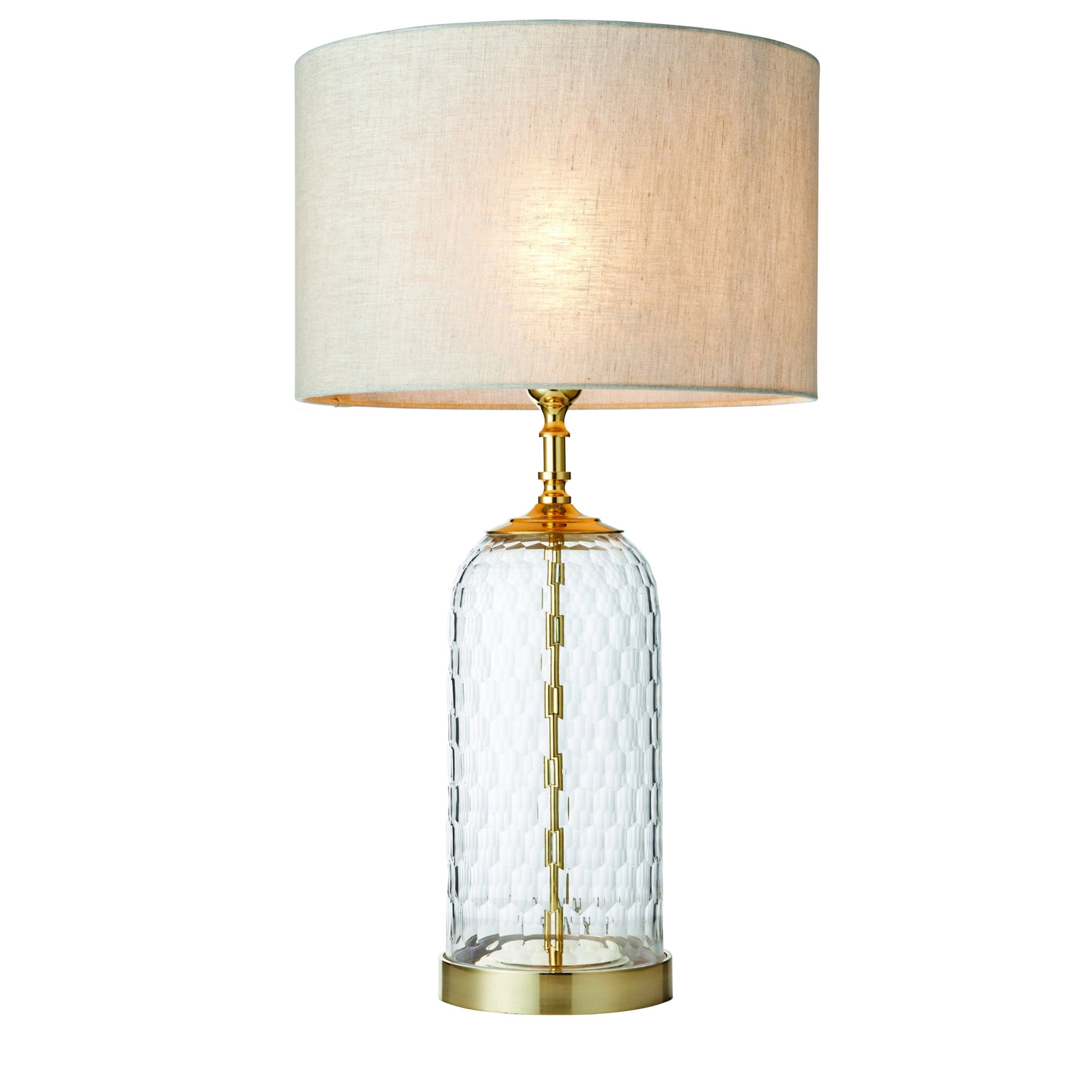 Endon Wistow Single Light Table Lamp Base - Solid Brass & Clear Glass - Base Only