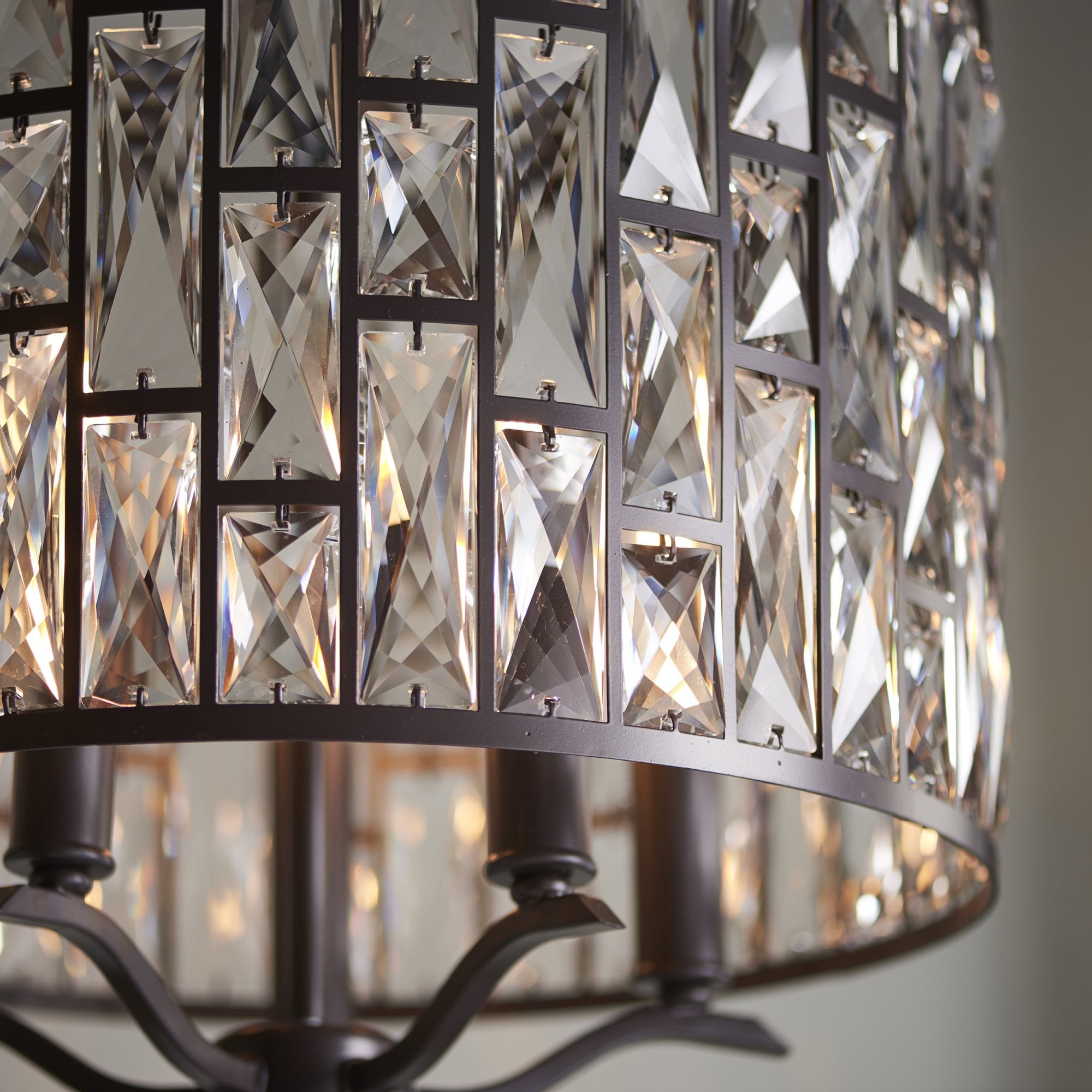 Endon Belle 5 Light Pendant - Dark Bronze & Clear Crystal Glass