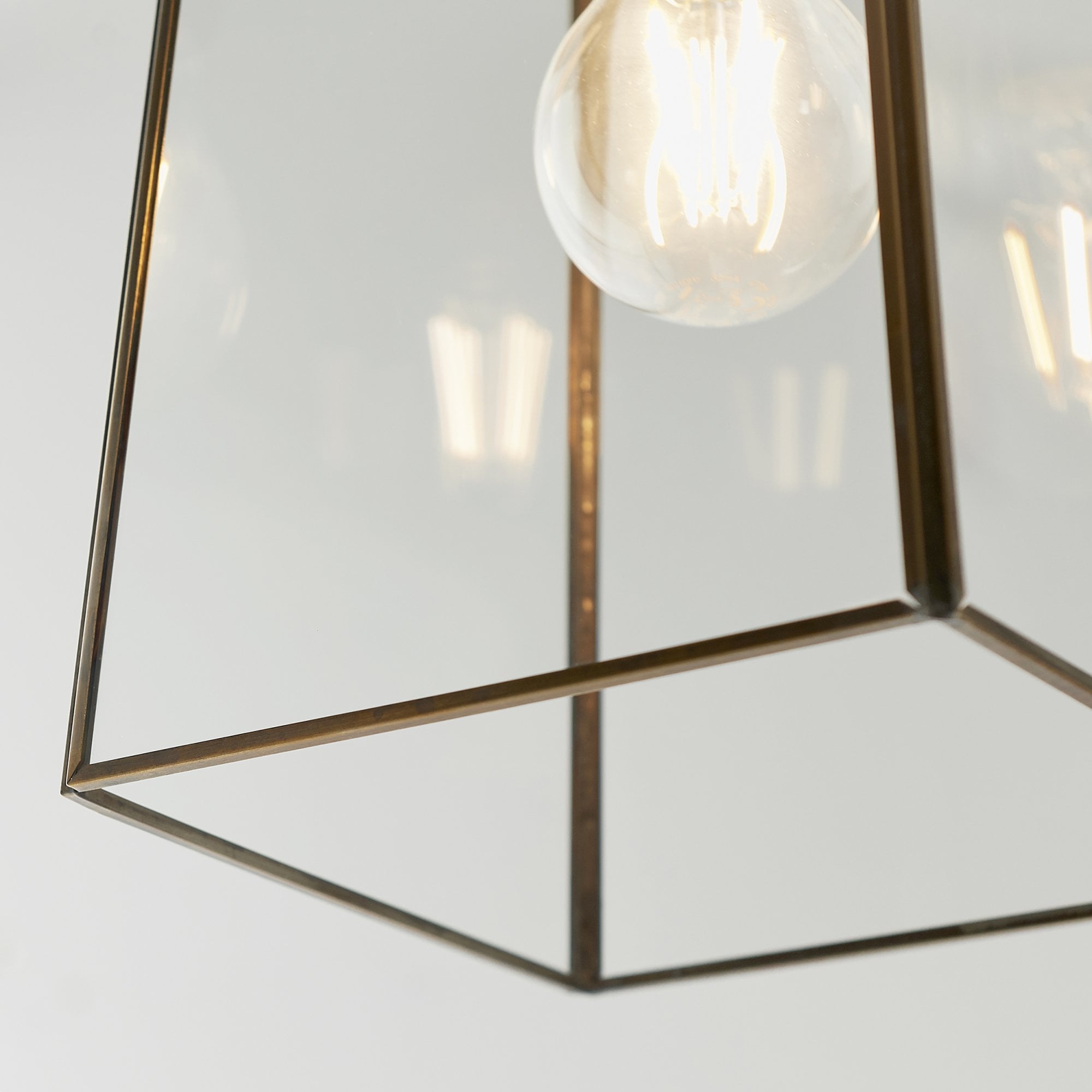 Endon Beaumont Single Light Pendant Shade - Clear Glass & Antique Brass Plate 15.5cm - Shade Only