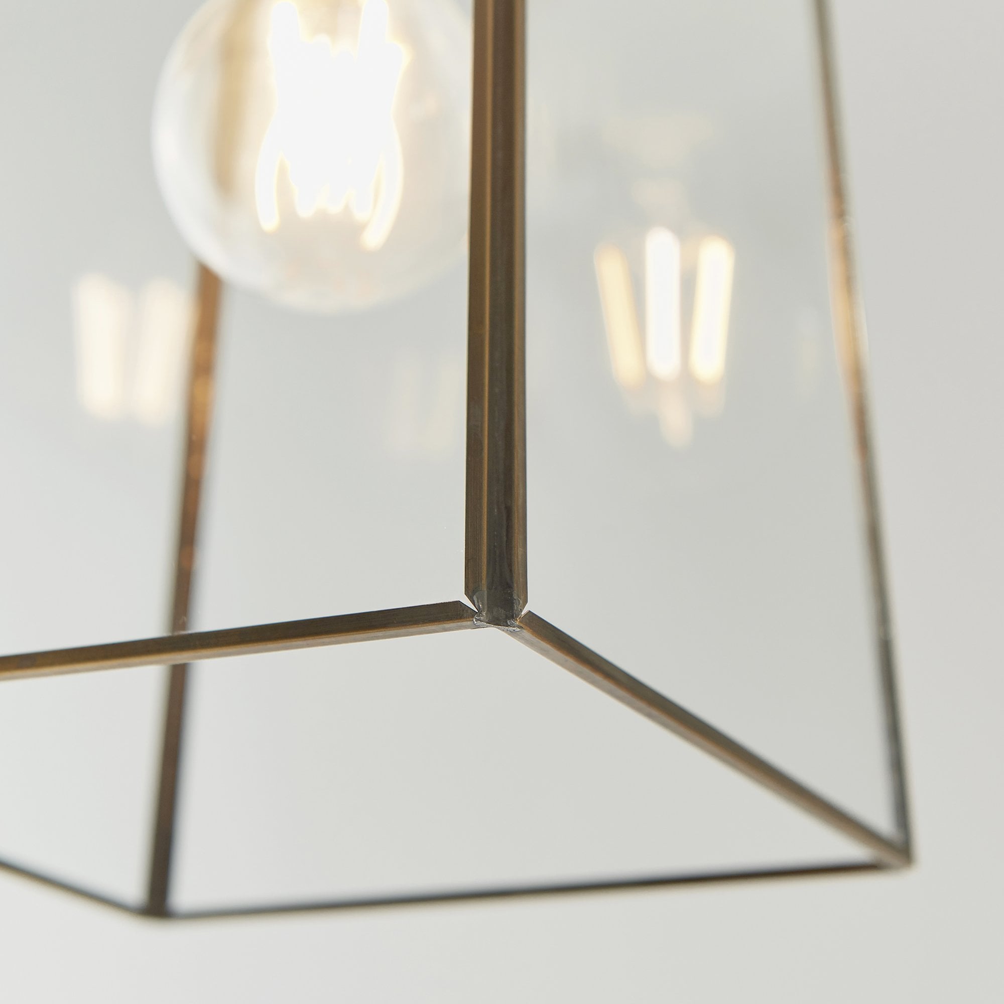Endon Beaumont Single Light Pendant Shade - Clear Glass & Antique Brass Plate 15.5cm - Shade Only