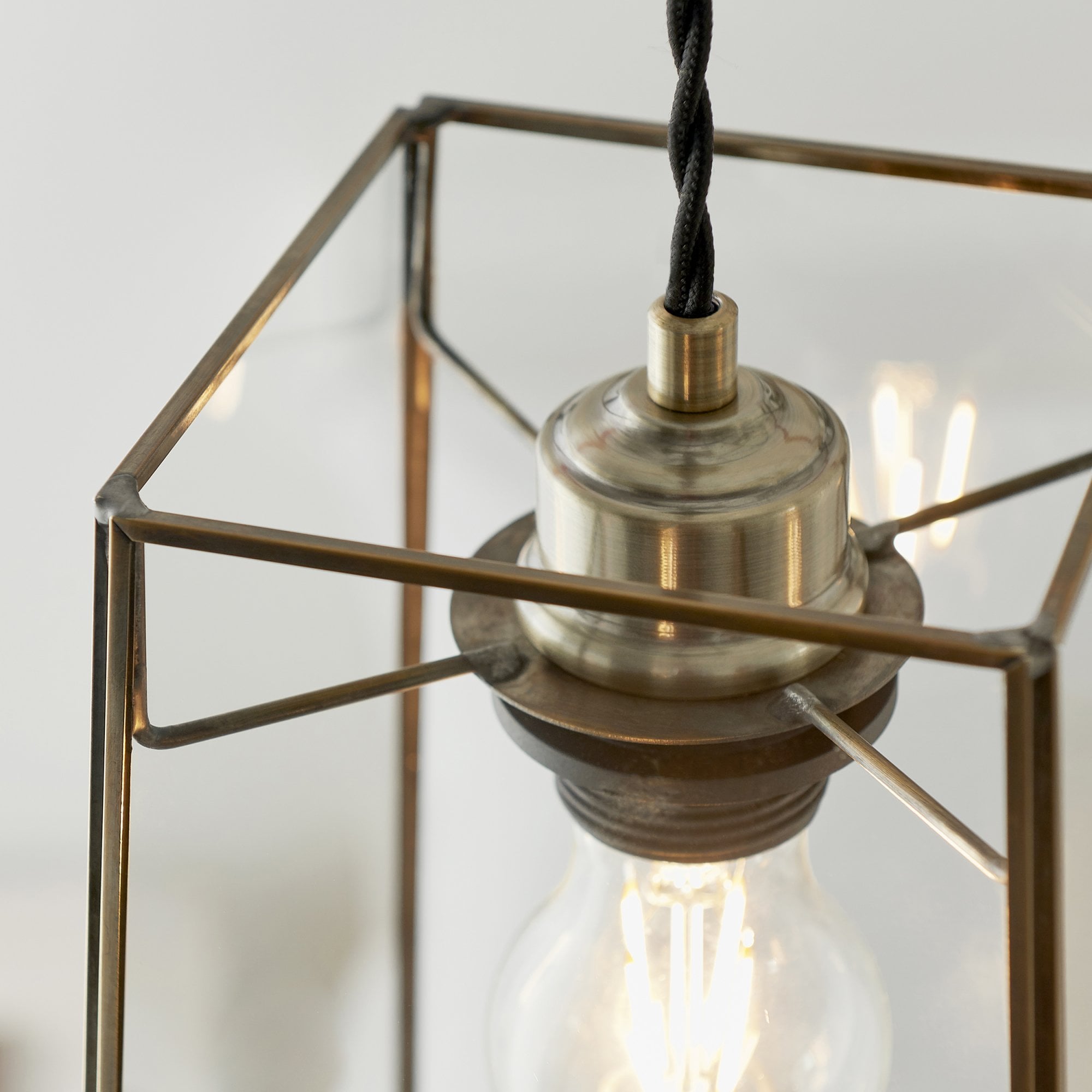 Endon Beaumont Single Light Pendant Shade - Clear Glass & Antique Brass Plate 15.5cm - Shade Only