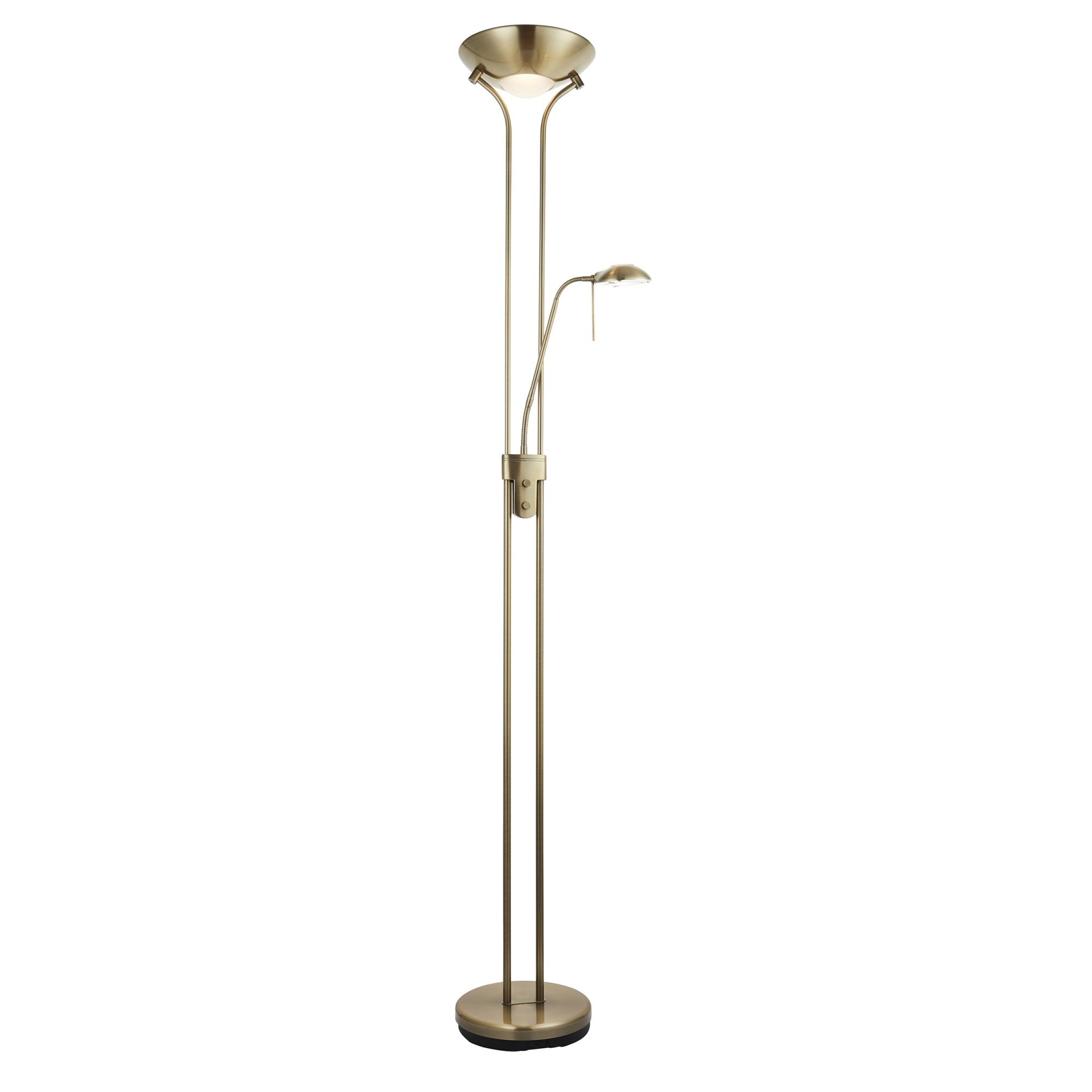 Endon Rome Single Light Floor Lamp - Antique Brass Plate & Opal Glass