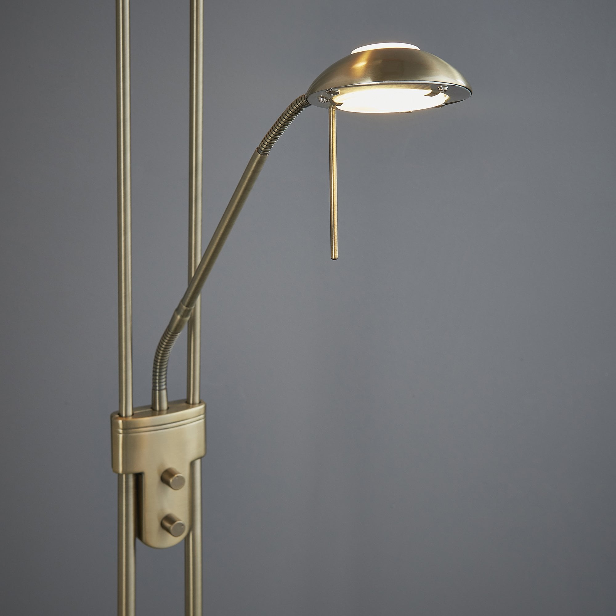 Endon Rome Single Light Floor Lamp - Antique Brass Plate & Opal Glass