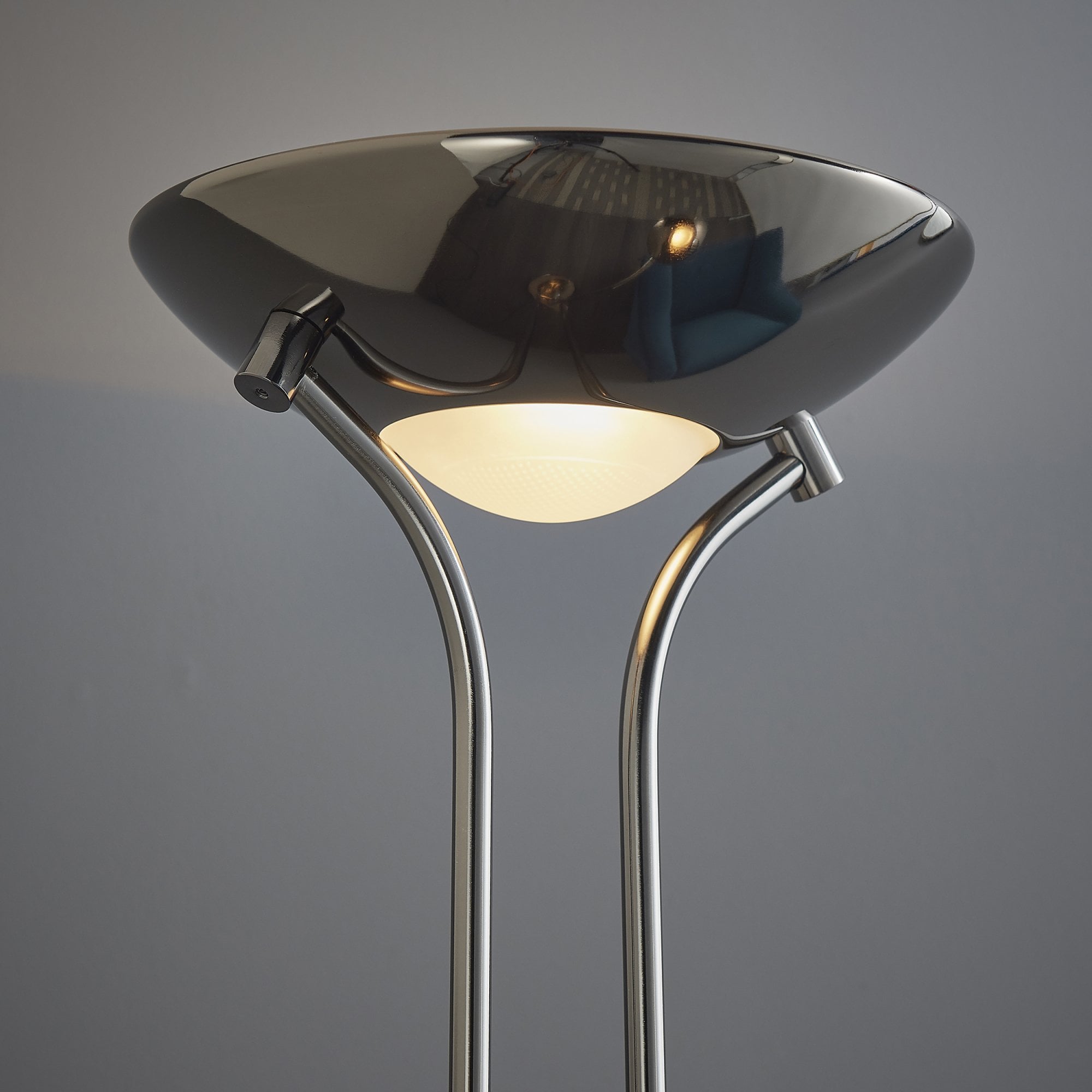 Endon Rome Single Light Floor Lamp - Black Chrome Plate & Opal Glass